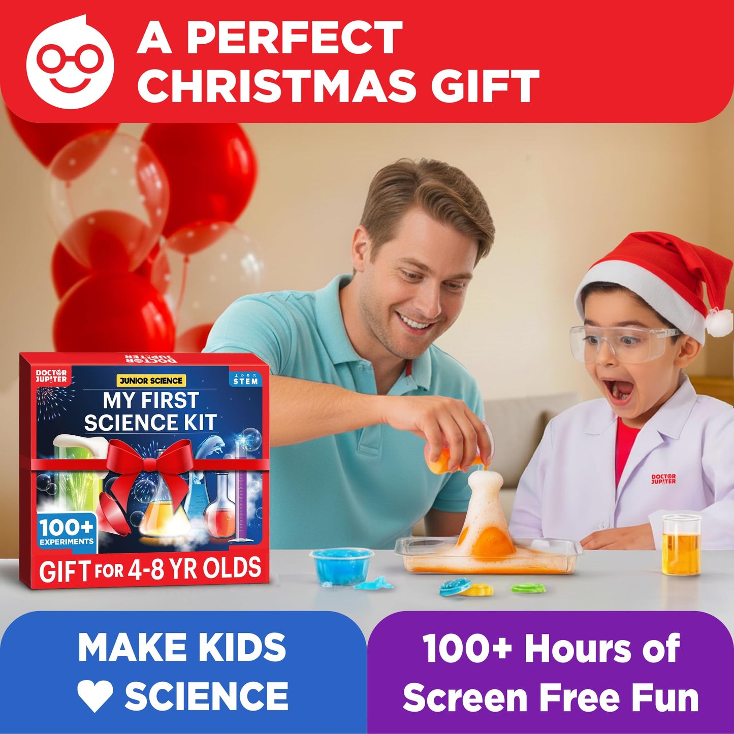 Doctor Jupiter My First Science Kit for Kids Ages 4-5-6-7-8 | Easter, Birthday Gift Ideas for 4+ Year Old Boys & Girls | Toy Stem Kit with 100+ Experiments | Learning & Educational Projects