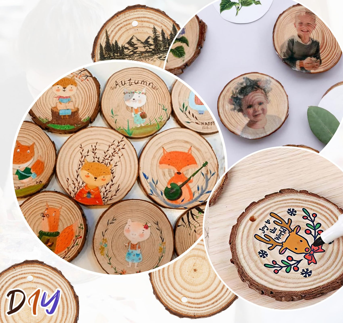 Timburst 20 Pcs Wooden Discs for Crafts, 3.5''-4'' Wood Circles for Crafts, Wood Slices for Painting DIY Christmas Ornaments Party Wall Home Wedding Decor