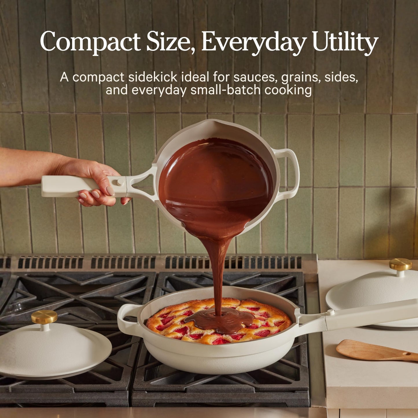 Our Place Mini Perfect Pot | 2.5 Qt Ceramic Pot with Lid & Spatula | Patented 8-in-1, PFAS-Free Nonstick, Non-Toxic Cookware | Induction & Oven-Safe up to 450°F | Char