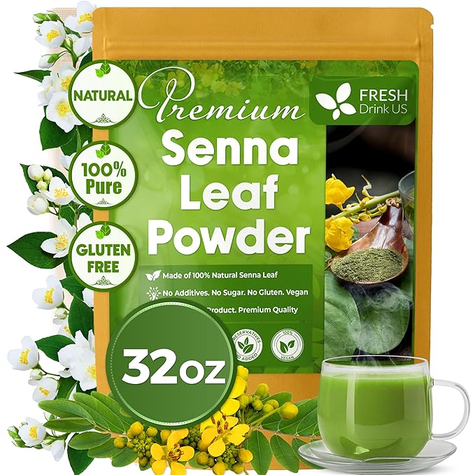 FRESHDRINKUS, Premium 32oz Senna Leaf Powder, 100% Natural and Pure from Senna Leaves, No Additives, No Gluten, No Sugar, Vegan