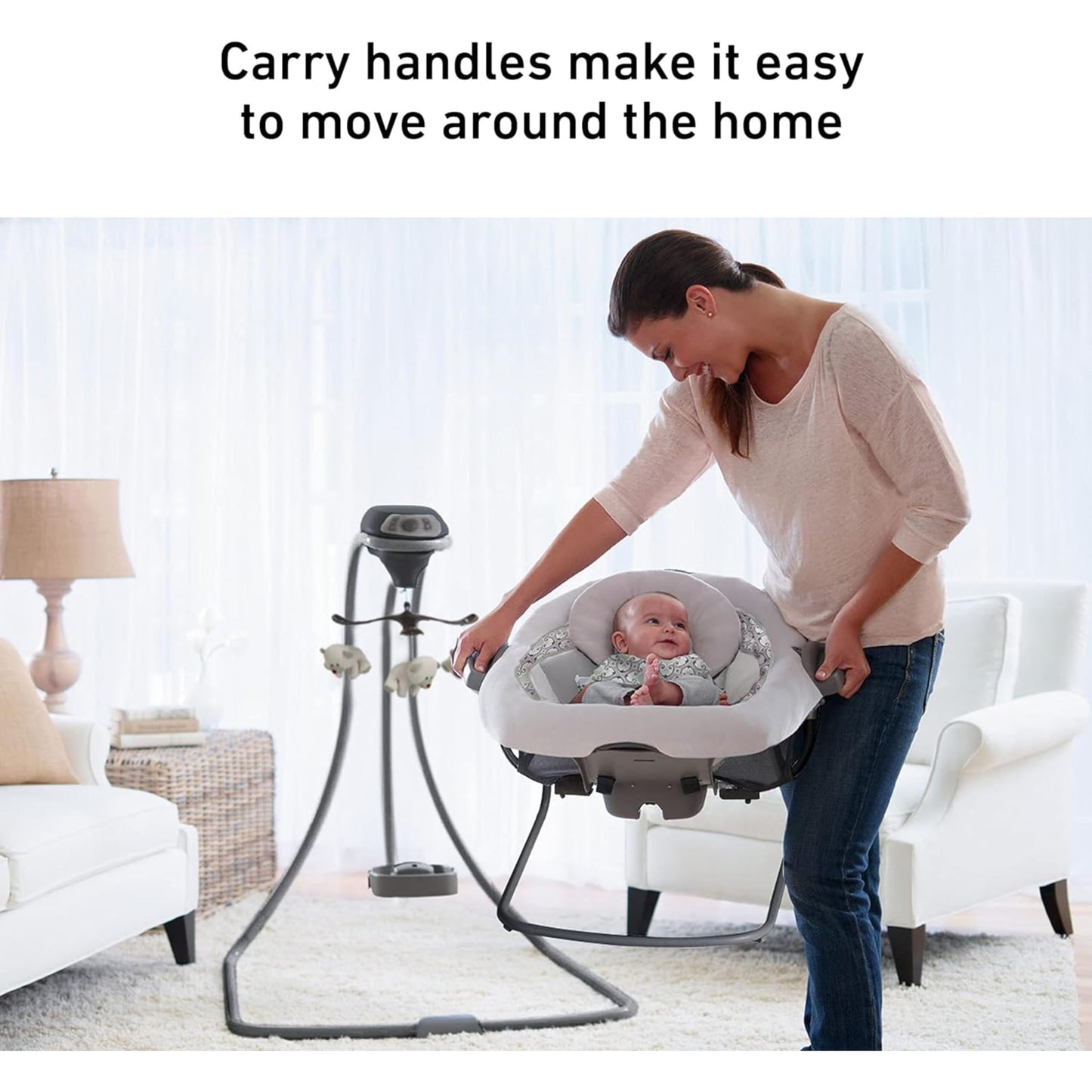Graco DuetConnect LX Portable Baby Swing and Bouncer, Multi-Direction Baby Bouncer Seat, Multiple Swing Speeds, Redmond