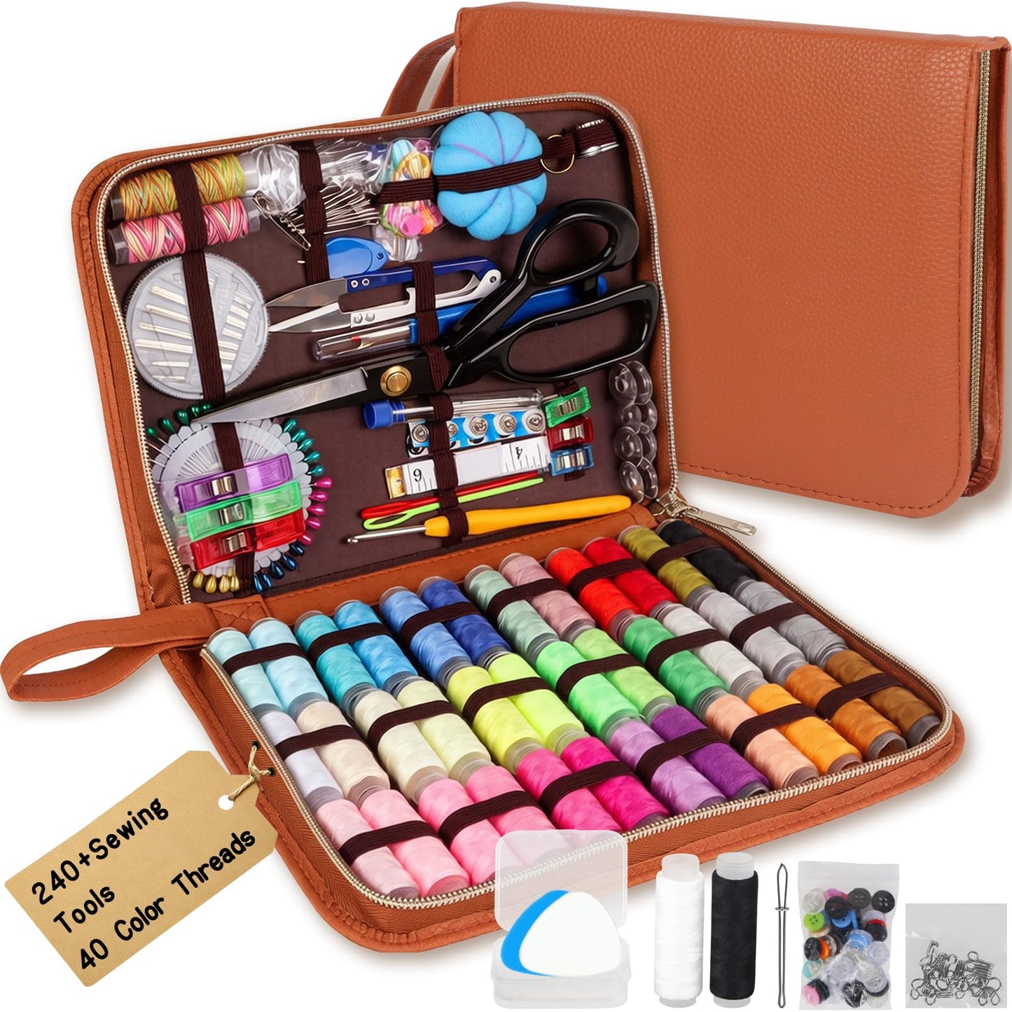 Large Sewing Kit for Adults Beginners, 241 PCS Portable Sewing Set, Premium Needle and Thread Kit Basic Travel Sewing Repair Kit for Home Dorm College Christmas Gifts for Mom Grandma