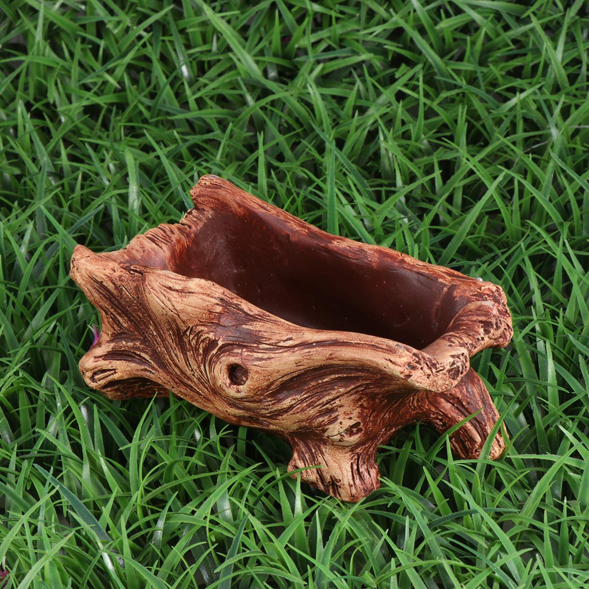 Desk Containers Driftwood Stump Log Concrete Planter Succulent Pot Flower Plant Pot Container for Indoor Outdoor Patio Decoration Brown Ornament Container