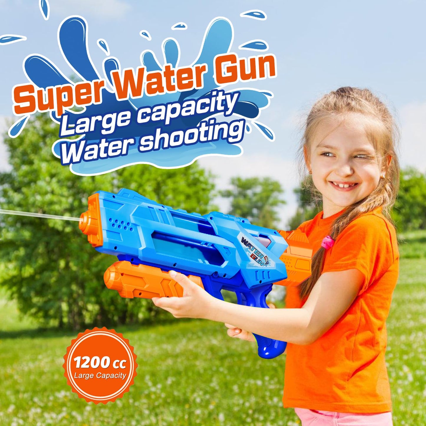 Quanquer 1200cc Super Squirt Water Guns for Kids Adults - 2 Pack Super Water Soaker with Excellent Range - Ideas Gift Toys for Summer Outdoor Swimming Pool Beach Sand Water Fighting Play