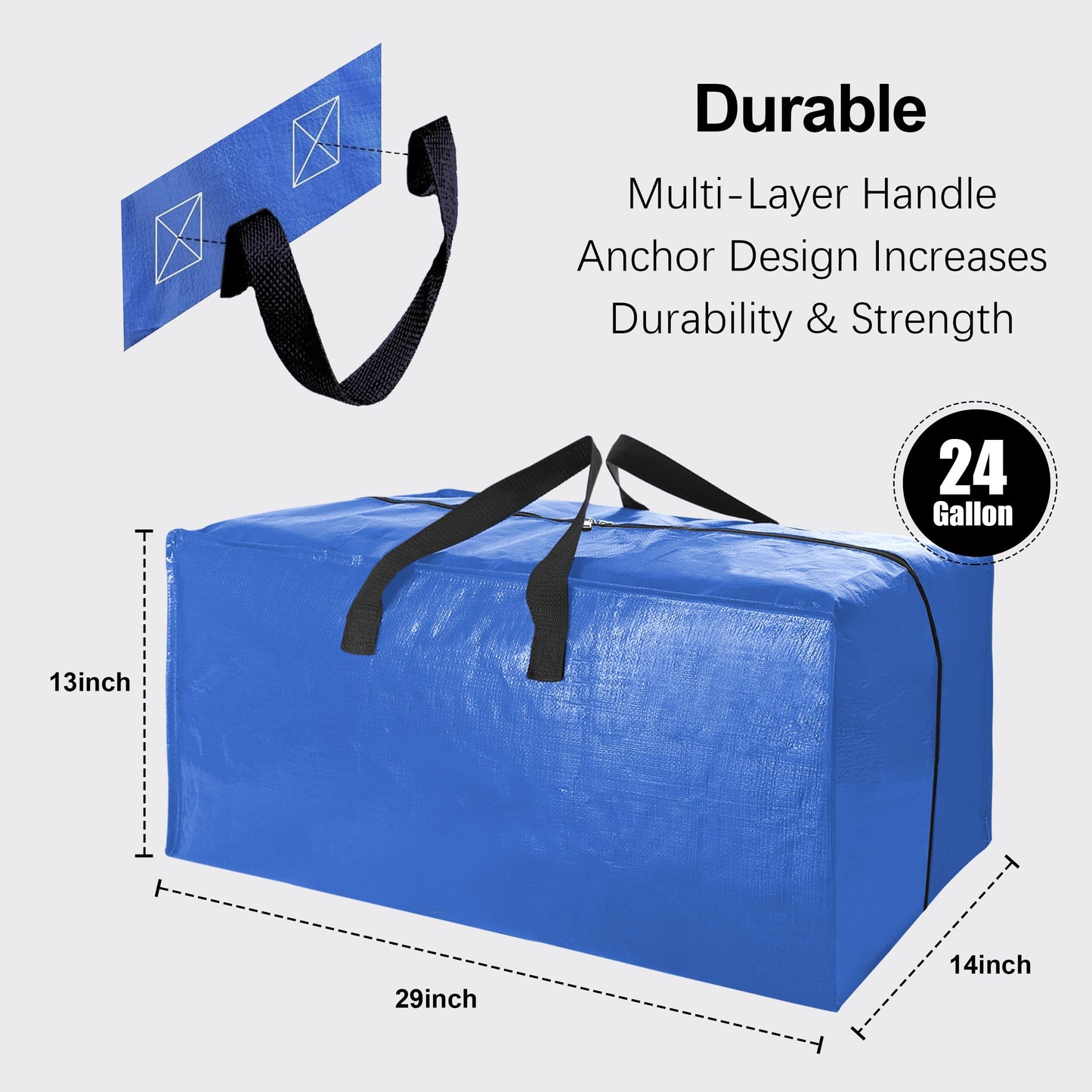 VELVETSURE Heavy Duty Extra Large Moving Bags W/Backpack Straps - Strong Handles & Zippers, Storage Totes For Space Saving, Fold Flat, Alternative to Box and Bin (Set of 6, Multicolor)