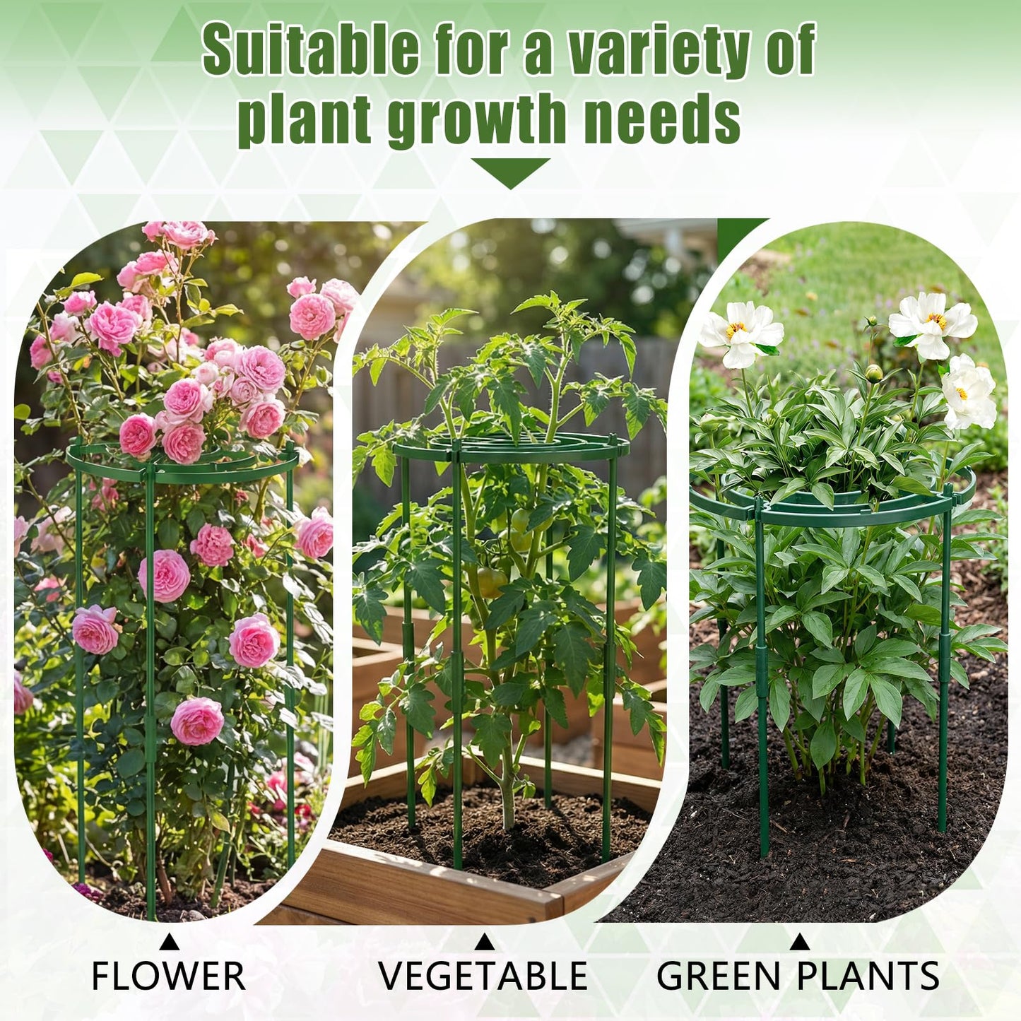 4 Pack Peony Cages and Supports, 11.8" D x 25" H Plant Supports for Outdoor Plants, Peony Support Cage Flower Support Rings, Plant Support Ring for Rose Tomato Hydrangea Strawberry