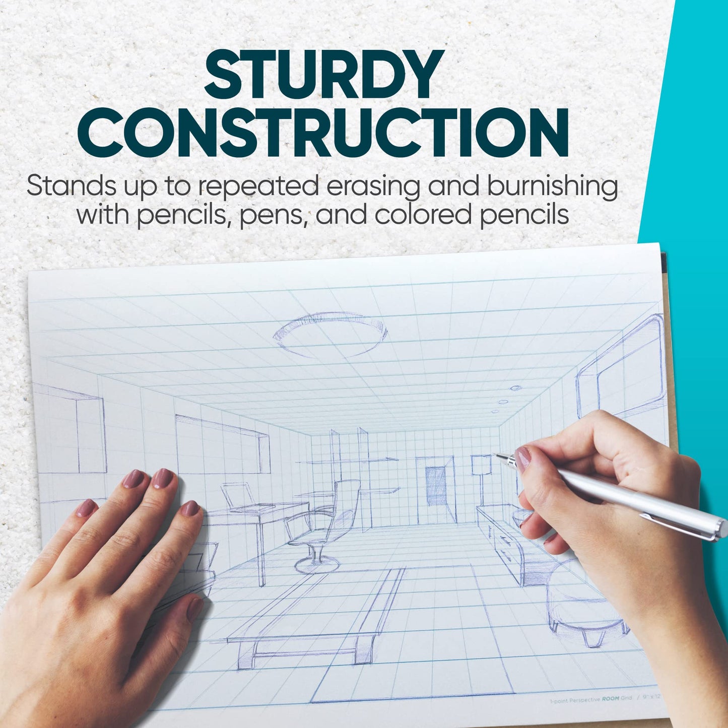 Koala Tools | Drawing Perspective (1 and 2-Point) Large Sketch Pad (1 Point - 9 x 12)
