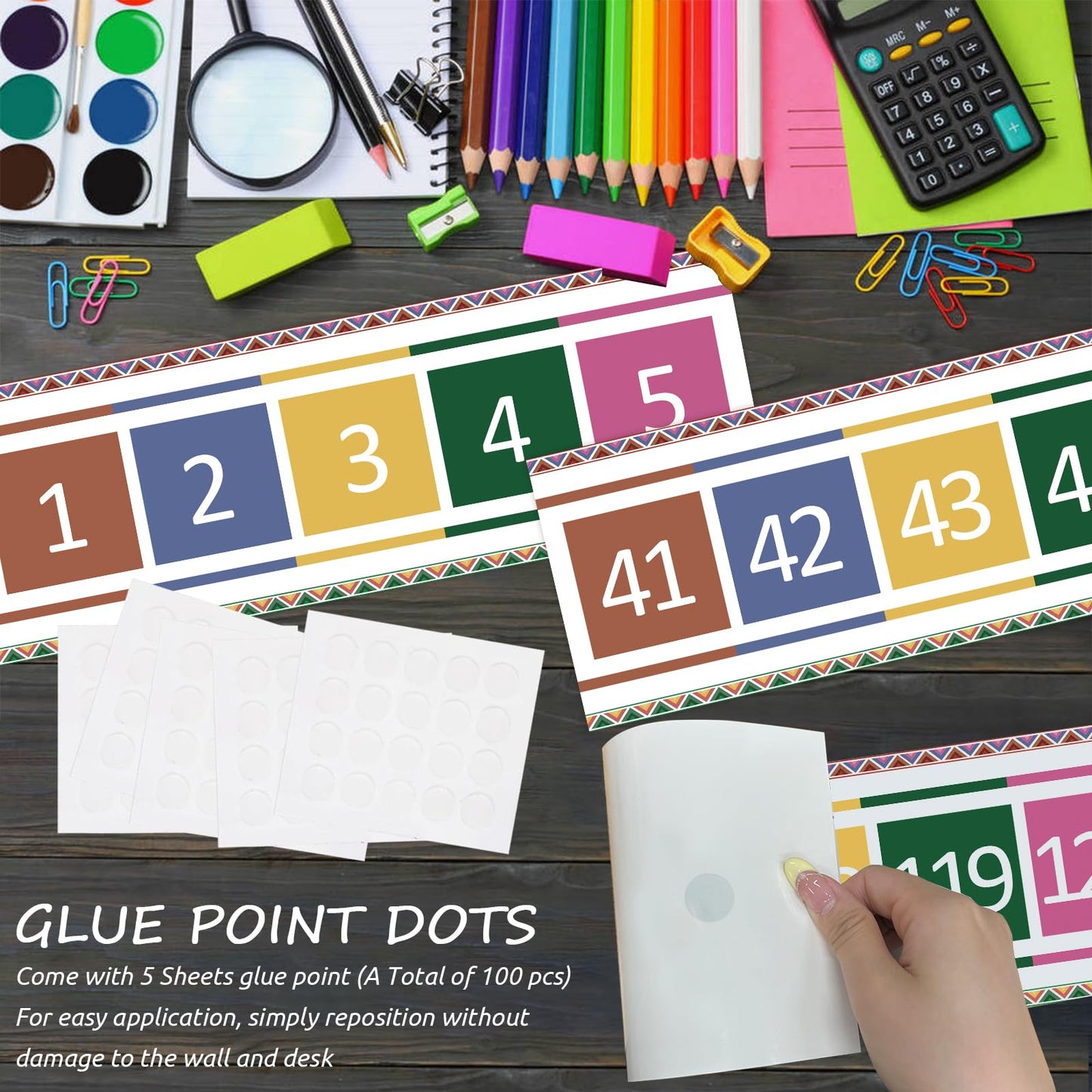 Number Line for Classroom Office Wall,Number Line Bulletin Board Border 0 to120 Laminated Number Line Strips Chalkboard Brights Number Line Math Poster Classroom Study Room Decorations for Teachers