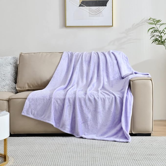 SOCHOW Flannel Fleece Blanket Twin Size, All Season Lightweight Super Soft Cozy Blanket for Bed or Couch, 60x80 inches, Lilac