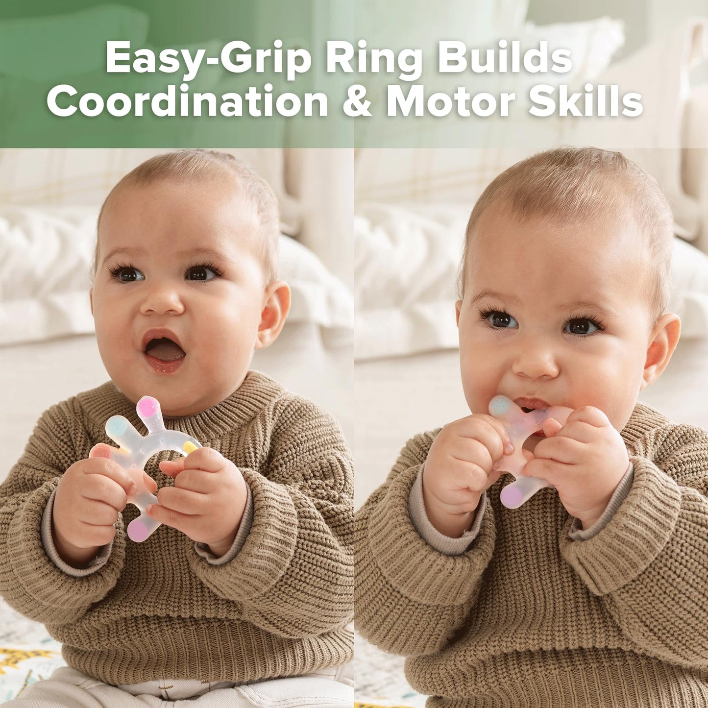 Haakaa Palm Teether - Soft Silicone Baby Soothing Teether Pacifier - Frozen Teething Toy for 3M+ Babies - BPA Free (1 Pack)