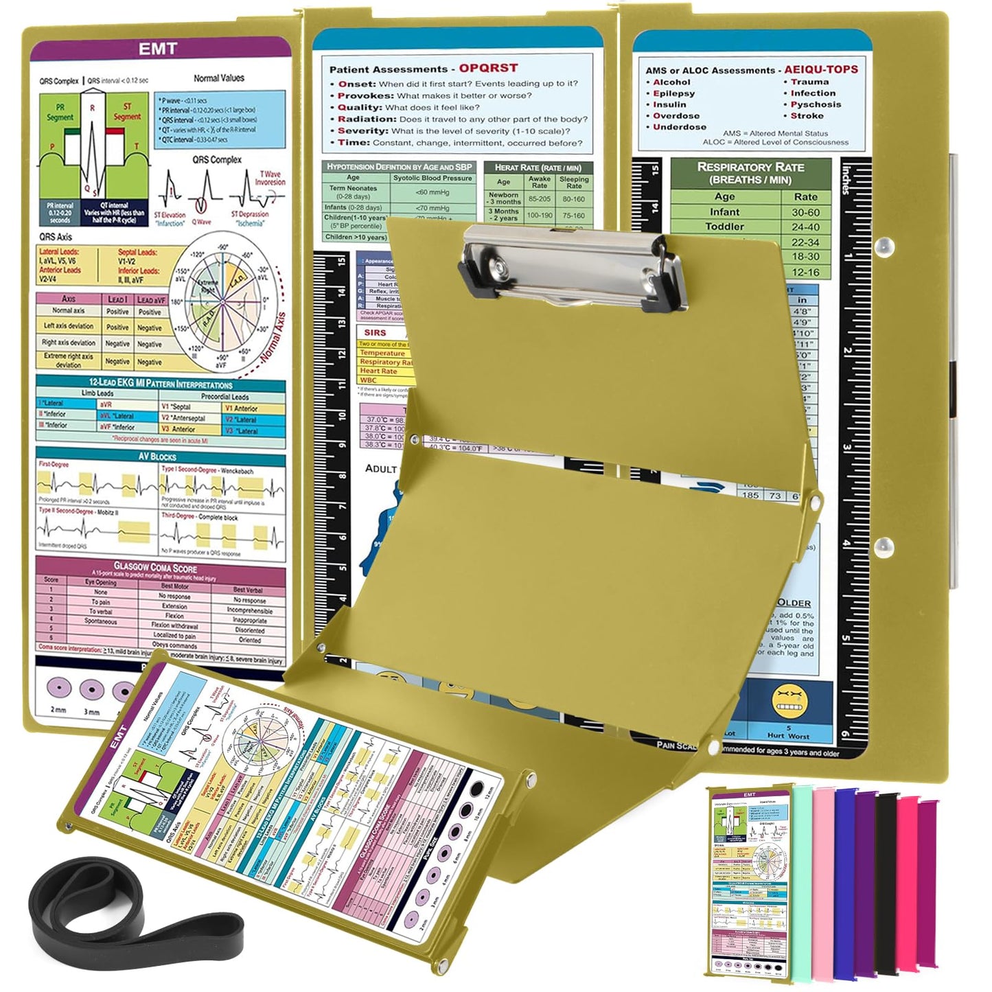 Nursing Clipboard EMT Edition 3 Layers Aluminum Foldable Nurse Clip Board Nursing Student Essentials Foldable Clipboard Nursing Trifold Nursing School Essentials
