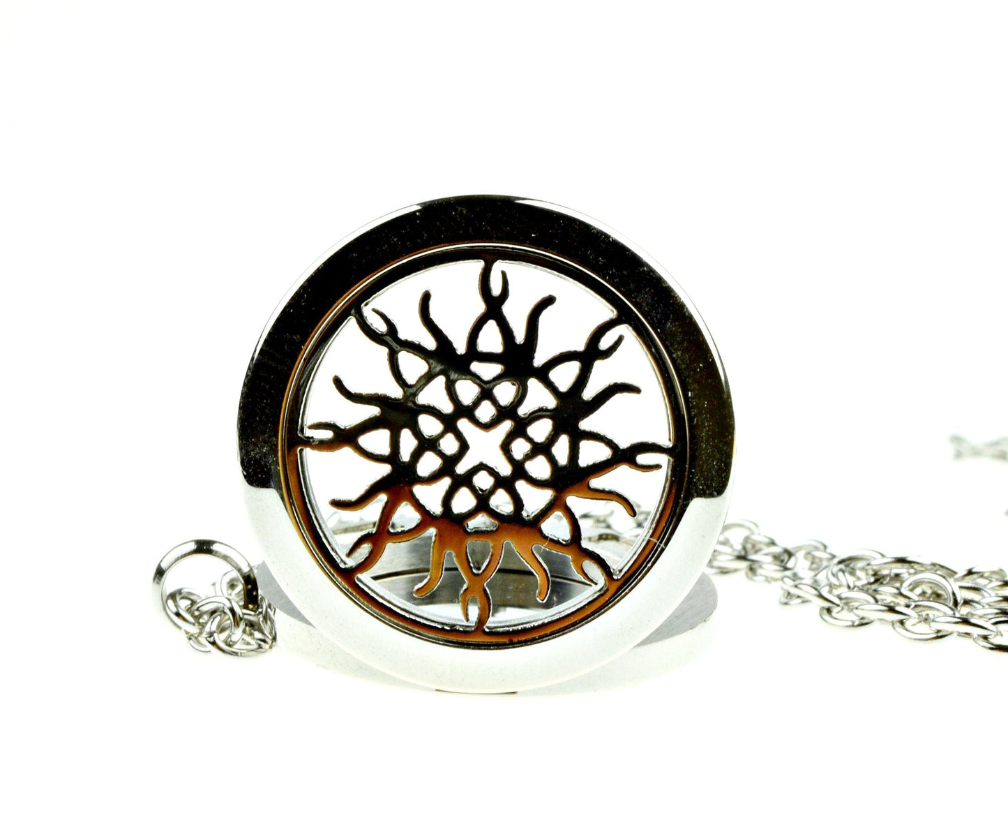 Infinity Flame Knot Essential Oil Diffuser Necklace, Stainless Steel Locket Pendant with 24 inch Chain, 12 Color Refill Pads, Customizable Color Changing Perfume Jewelry Aromatherapy