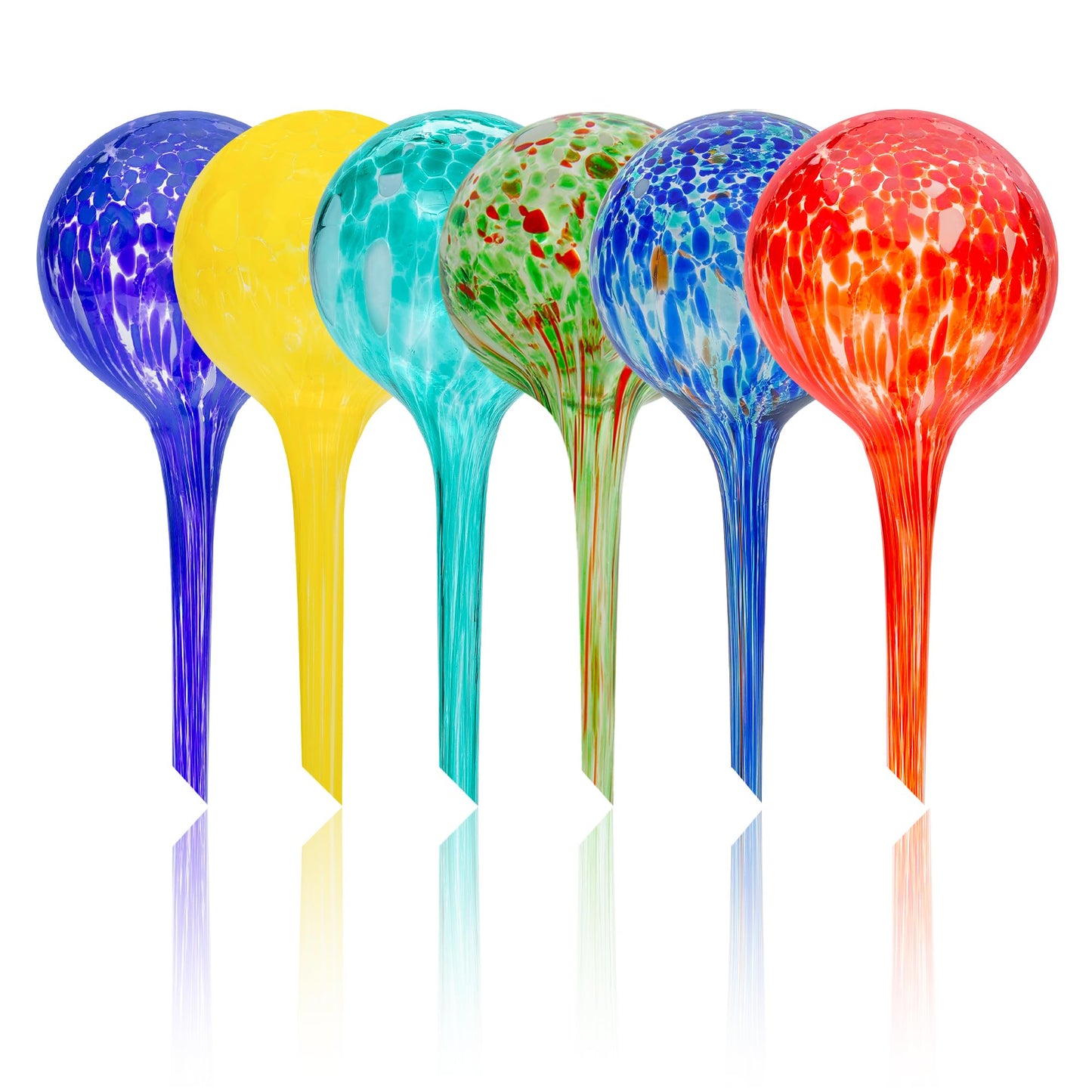 Iridescent Self Watering Globes, Glass Rainbow Plant Watering Globes, Self Watering Planter Insert, Automatic Plant Waterer Indoor (Small-6 Pcs Multi-Color)