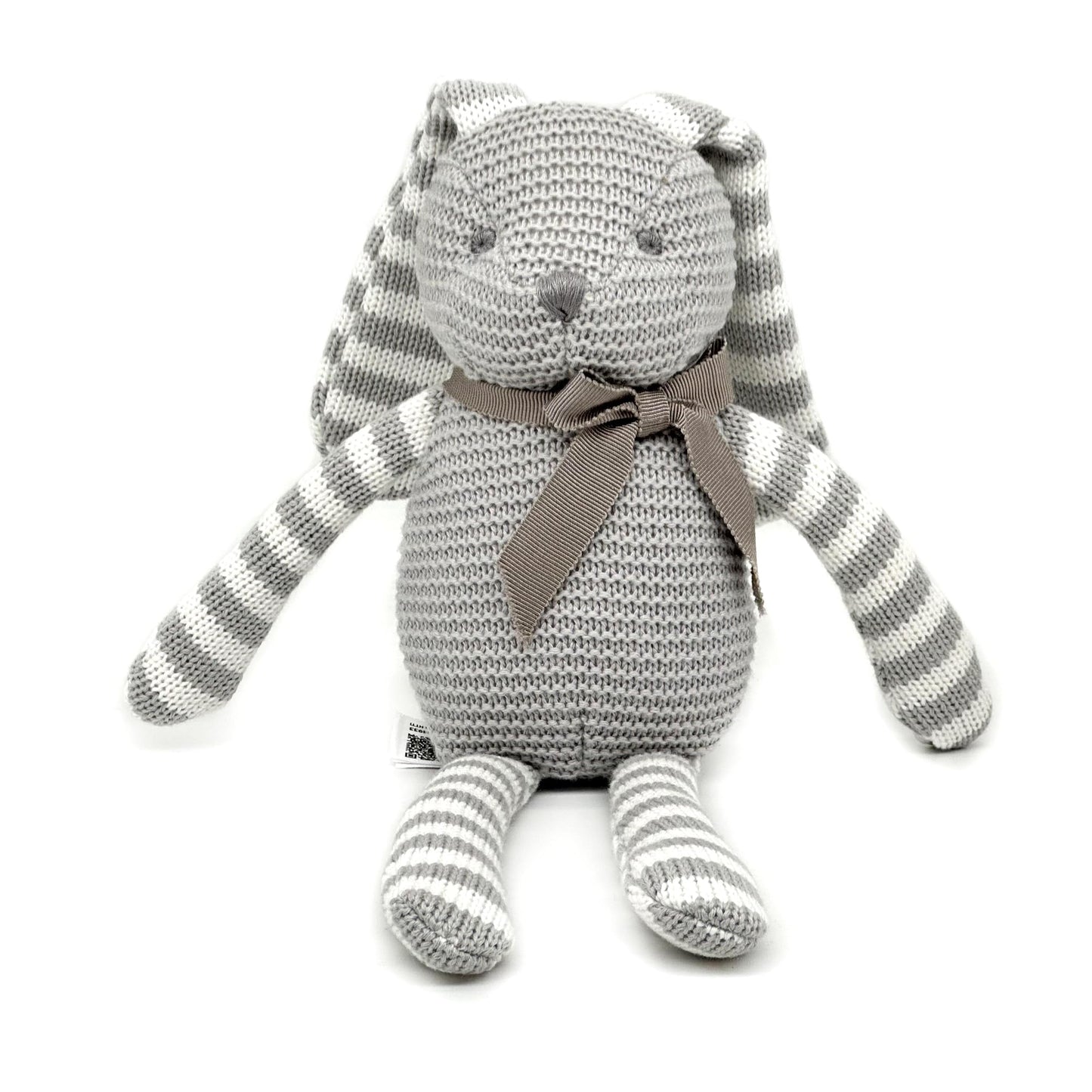 FLUFFYFUN 100% Organic Cotton Grey Bunny Rabbit Plush, 7.1" Baby Stuffed Animal for Newborn
