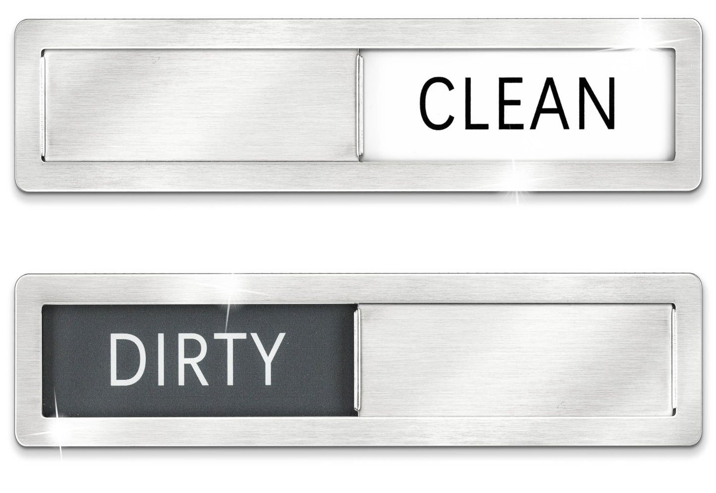 Clean dirty magnet for dishwasher, Premium Stainless Steel Black Clean Dirty Sign Indicator - Grade 304 Clean Dirty Magnet for Dishwasher, Easy to Read with Extra Adhesive Tape (Silver/White)