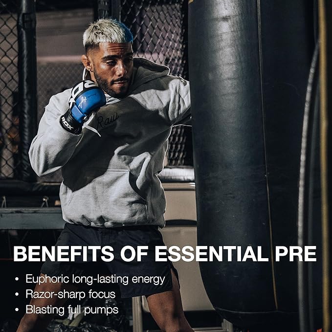 RAW Nutrition - Essential Pre - Chris Bumstead Pre Workout Formula, Sports Nutrition Pre-Workout Powders | Men & Womens Drink, Energy Powder for Working Out (Peach Mango)