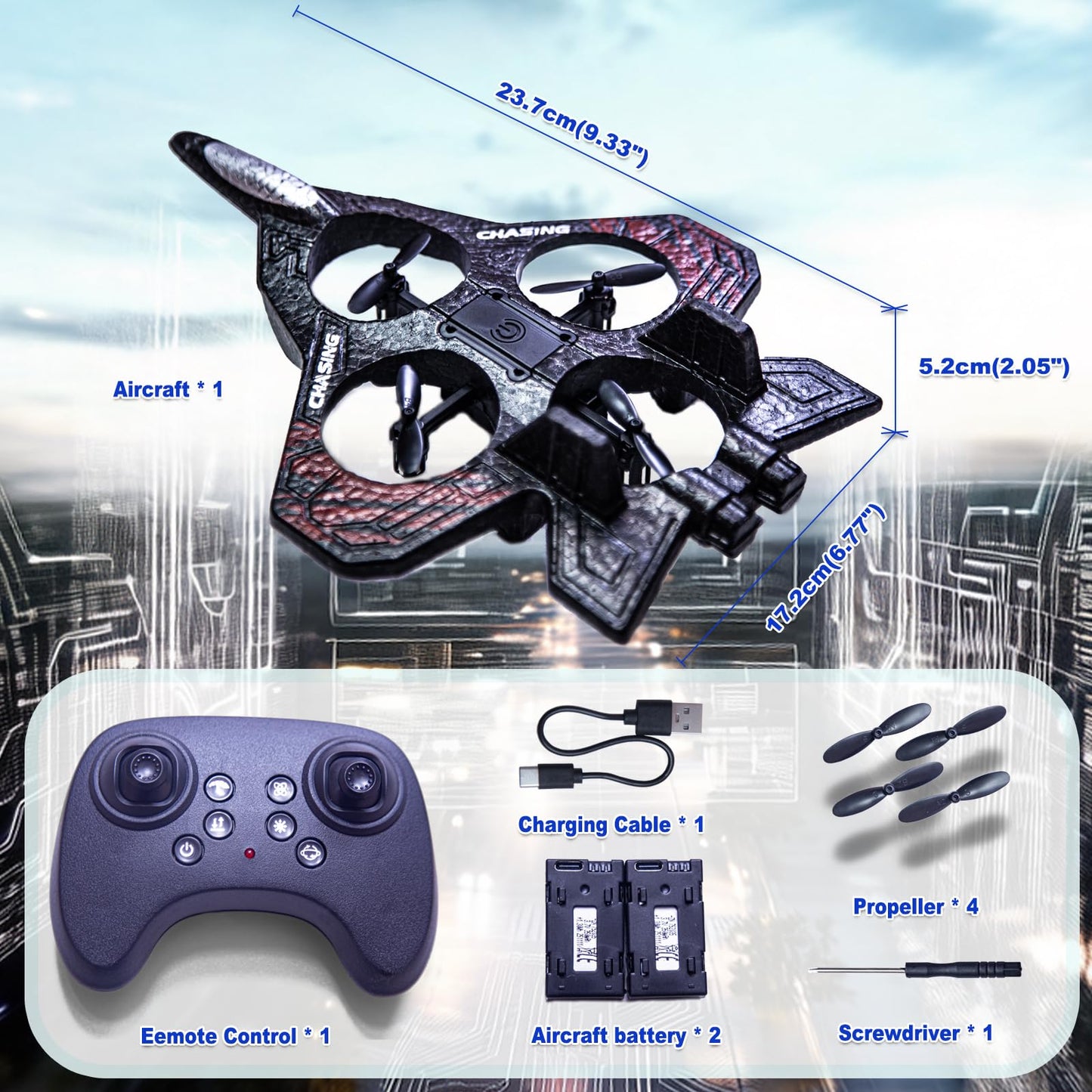 LIHBCAIYI Foam RC Airplane,Remote Control Planes with LED Lights Fighter Jet for Night Flights Outdoor 360° Flip & Spin Stunt Drone Toy for Beginner Adults