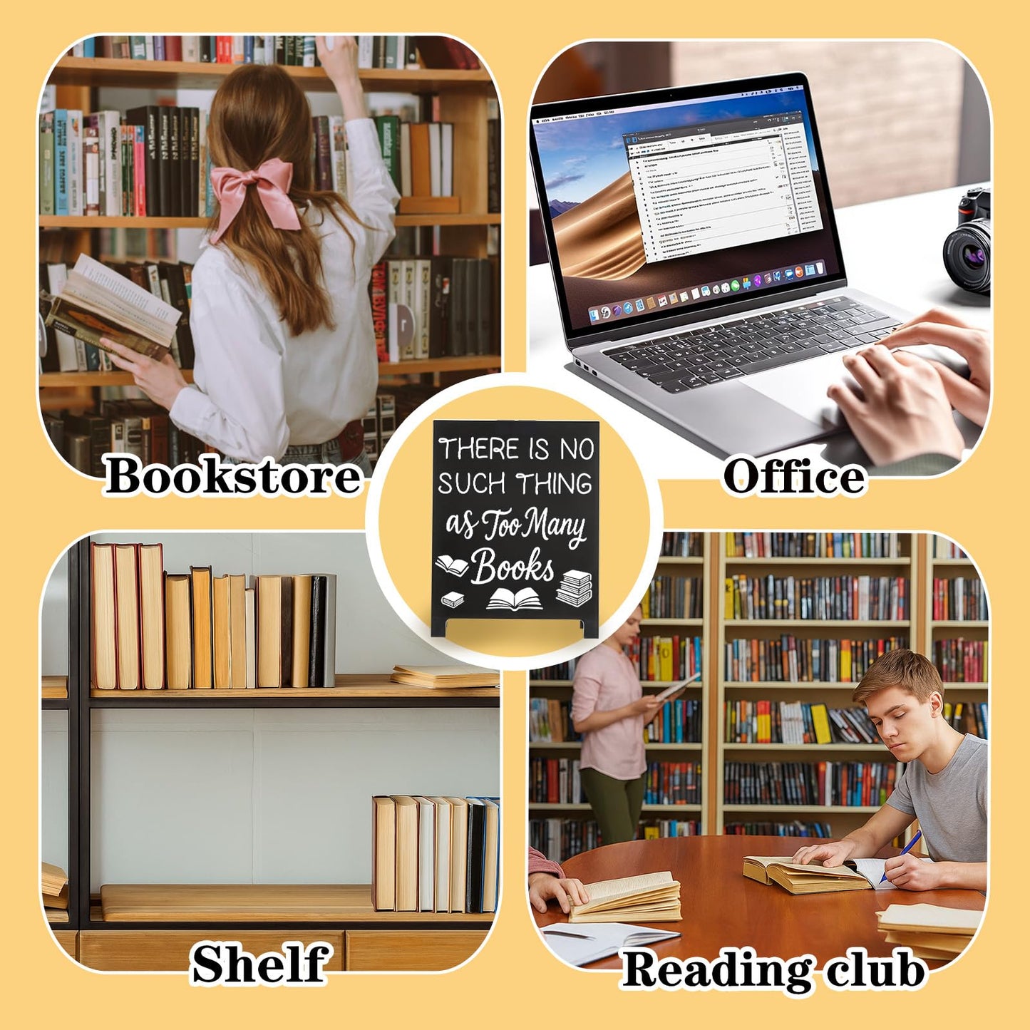 Bookish Desktop Sign Bookstore Desk Decor Home Office Library Accent Tabletop Decoration Accessories Funny Supplies Essentials for Reading Nooks Clubs Gift for Book Lovers