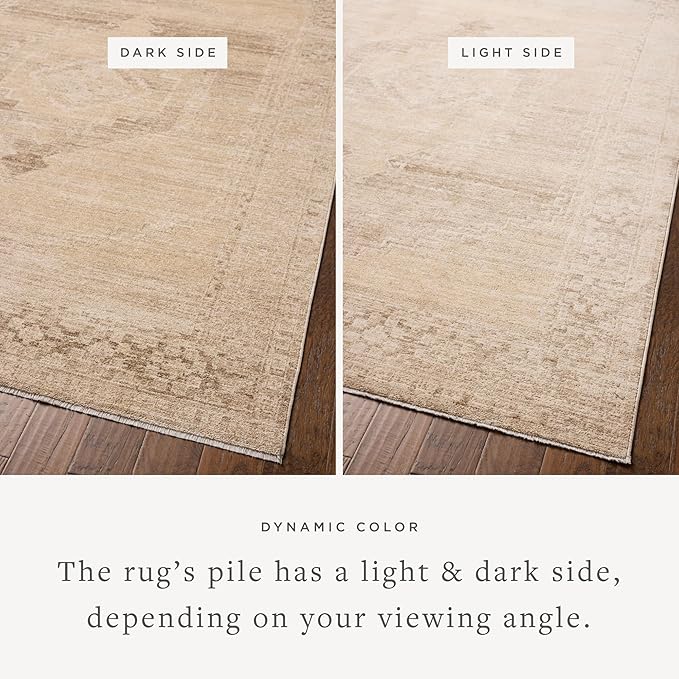 Loloi Chris Loves Julia Palma Collection PLM-07 Wheat/Taupe 2'-7" x 10'-0" Fringe Runner Rug Vintage Style Boho Living Room Bedroom Carpet