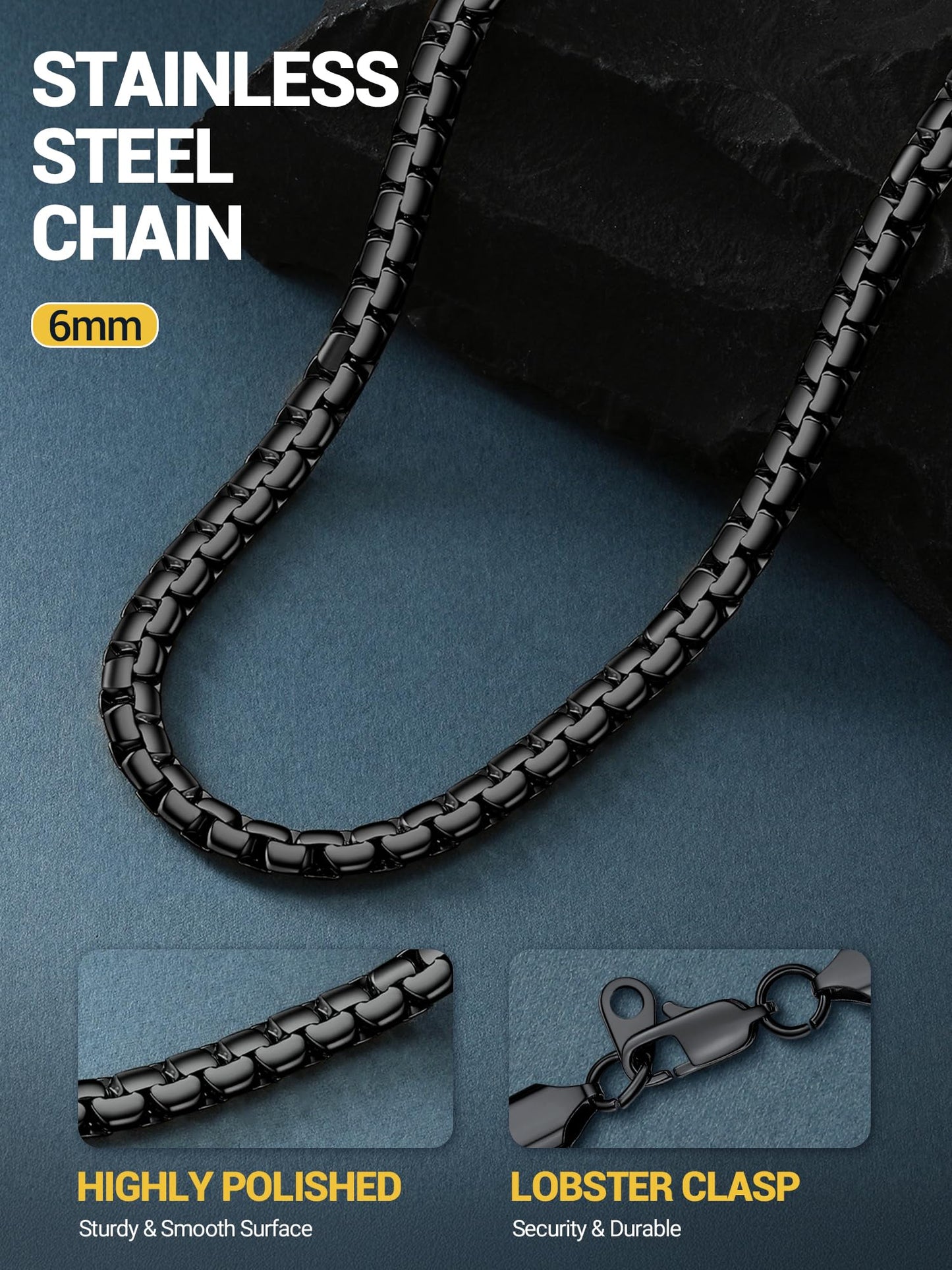 PROSTEEL Flat Link Chain Layering Layered Necklace Men Jewelry Statement Necklace Minimalist Gothic Black Chain