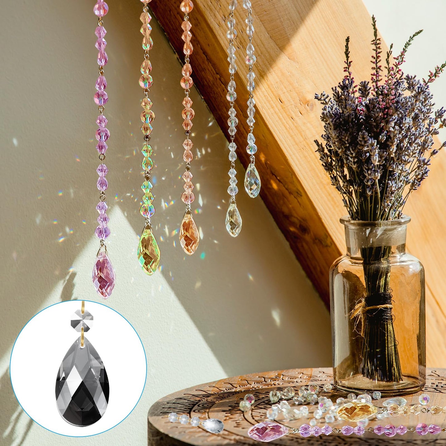 PATIKIL Teardrop Crystal Chandelier Pendants Beads, 5 Pack 135mm Length 38mm Chandelier Prisms Parts Ornaments Hanging Beads for DIY Arts Crafts Decoration, Electroplating Gray