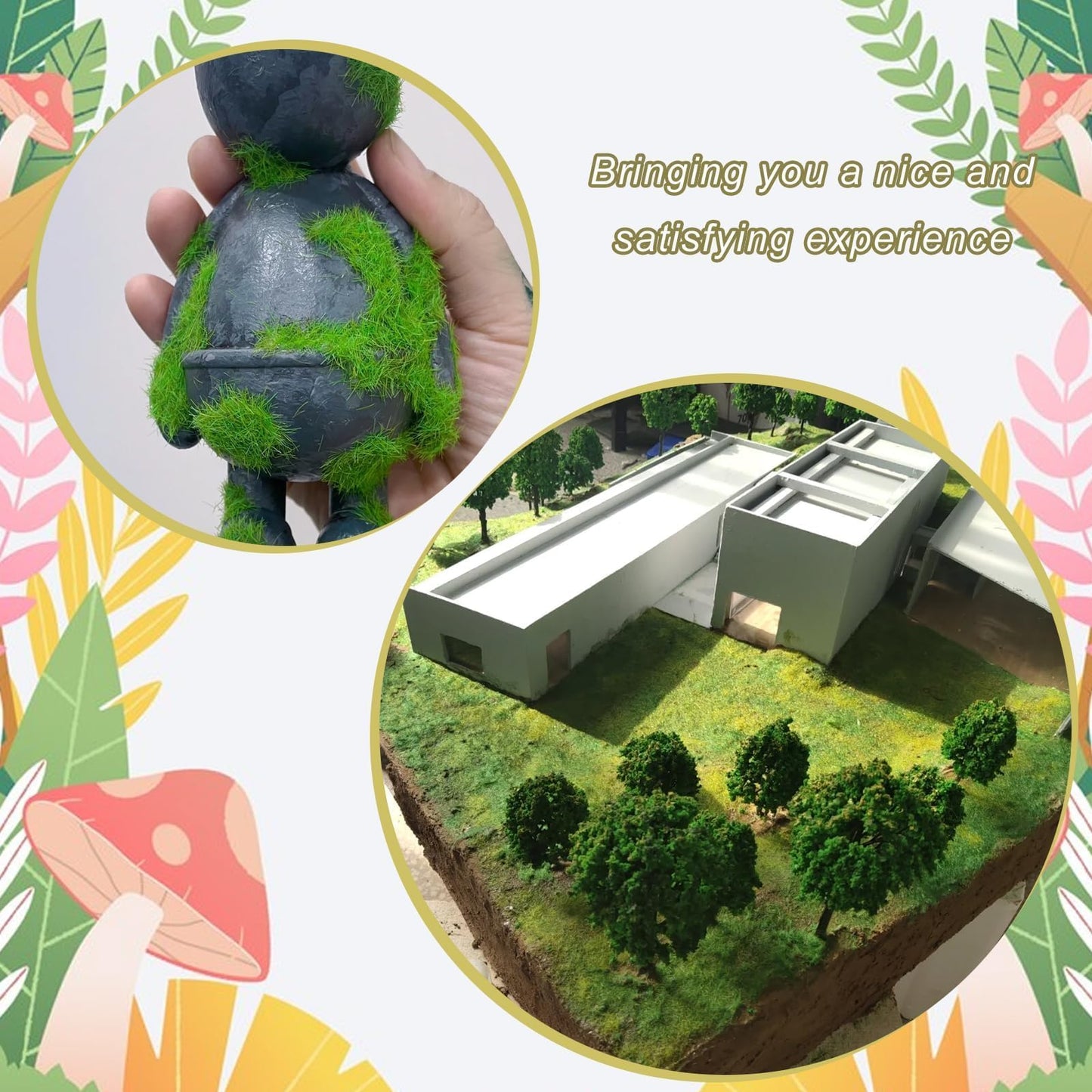 Warmtree 4 Pcs Mixed Static Grass Terrain Powder 3mm Diorama Grass Model Grass Diorama Supplies Terrain Model Kit Sand Table Simulation Landscape War Game Miniatures Fairy Garden
