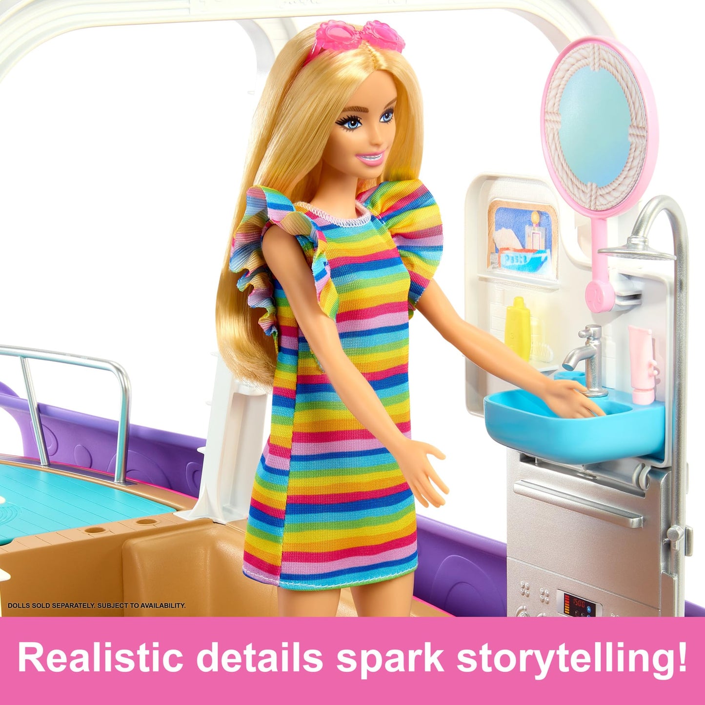 Barbie Boat with Pool and Slide, Dream Boat Playset Includes 20+ Pieces Like Dolphin and Accessories