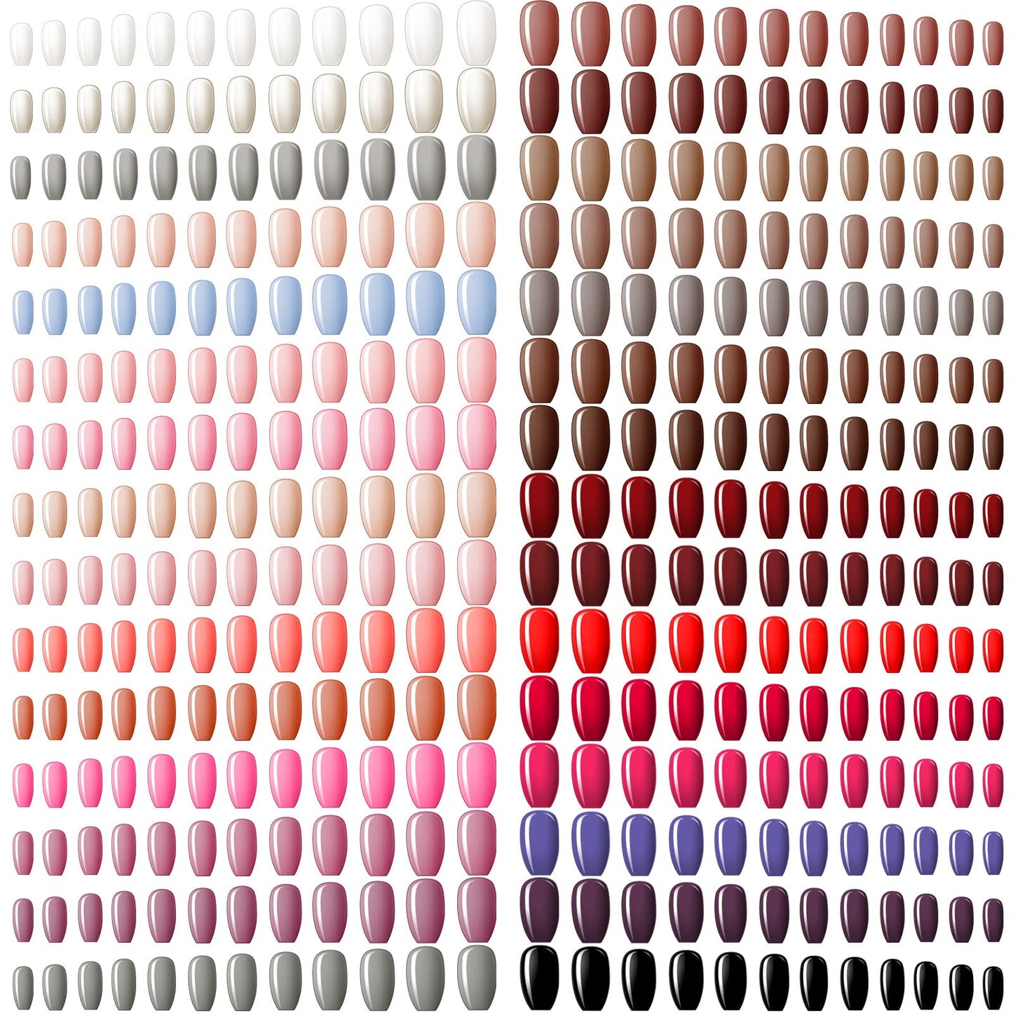 Maitys 720 Pieces 30 Sets Medium Square False Nails Artificial Ballerina Glossy Press on Nails Solid Color Coffin Fingernail for Women Girls Accessories(Cute Colors)