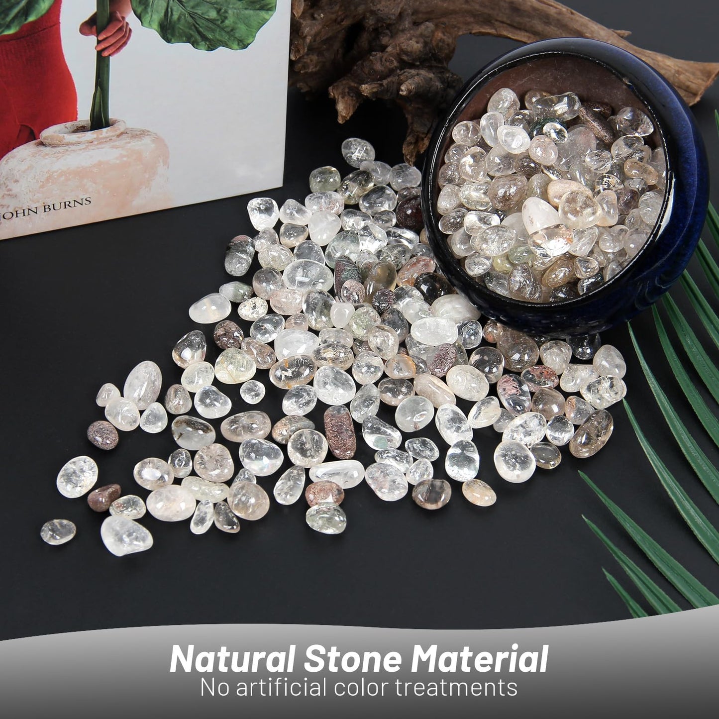 1.1lb Natural Crushed Green Phantom Quartz Crystal Tumbled Chips-Healing Crystals Chips Bulk, Crushed Crystal Gemstones for Crafts, Beautiful Package for Gift