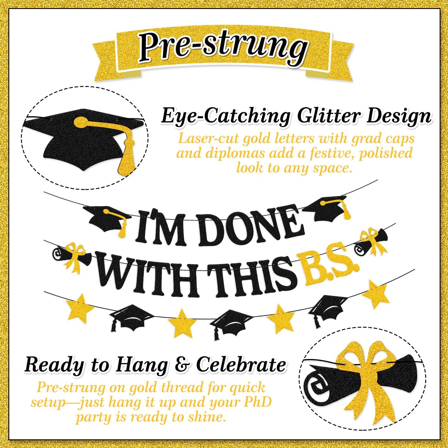 I'm Done with This B.S. Banner Class of 2025 Bachelor Graduation Party Decoration College Grad Decor Congrats Grad Backdrop Congratulations We Are So Proud of You Decor