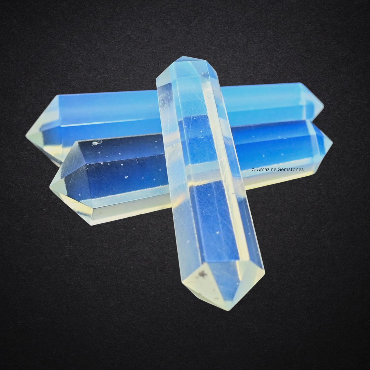 Amazing Gemstone Opalite Crystal Points Bulk Healing Crystals and Stones - Pack of 3 Double Terminated Healing Wand Point Bulk Crystals for Crafts, Crystal Grid, DIY Work - Premium Crystals
