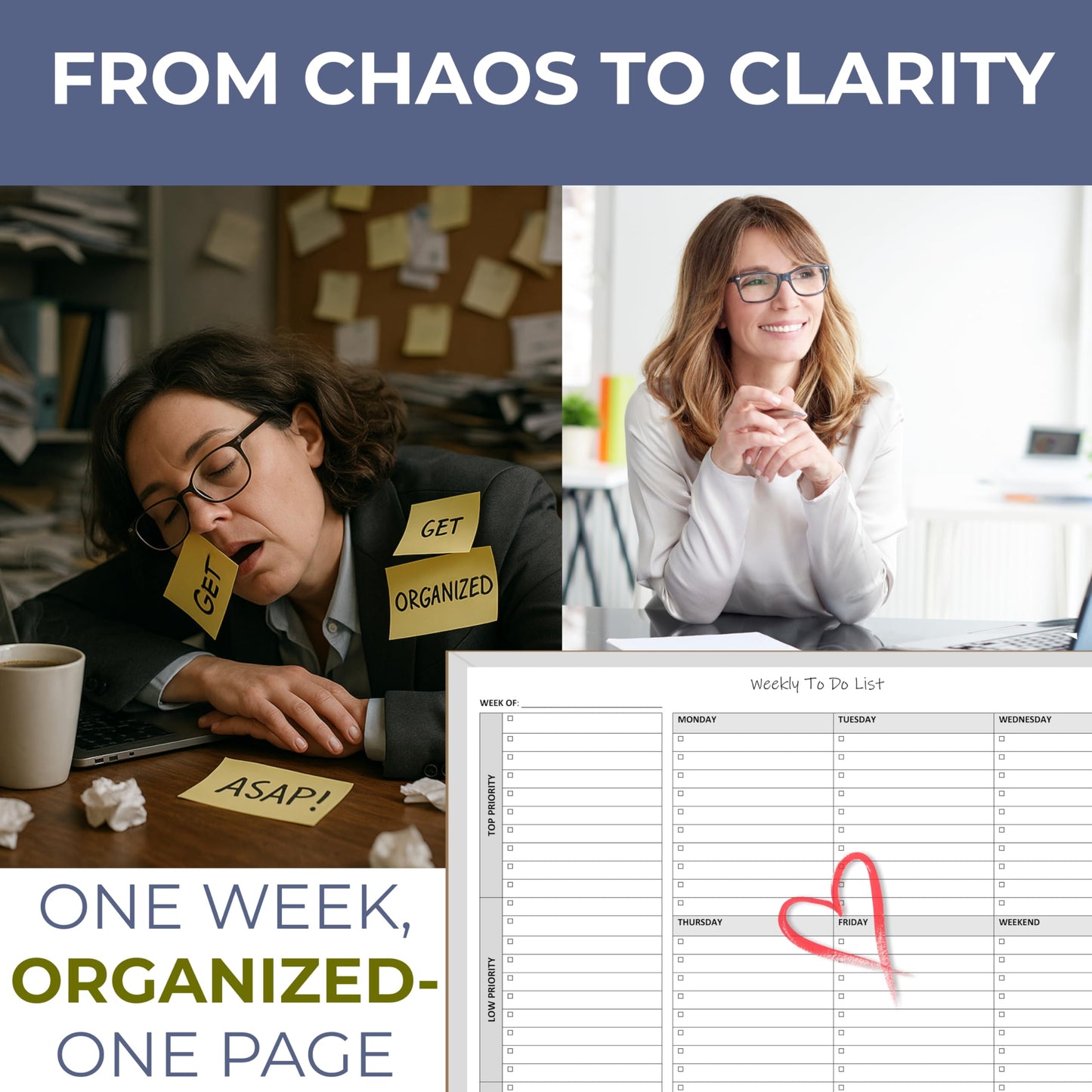 Life Charge Weekly To Do List Planner Notepad, 60 Page Task Planning Pad with Daily Checklist, Priority To-Do Checkboxes & Notes, Desk Notebook for Office Organization & Productivity, 11 x 8.5