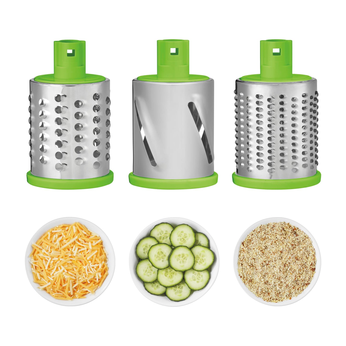Cuisinart Fresh Slice Rotary Drum Grater, Cheese & Vegetable Slicer with 3 Interchangeable Stainless Steel Drums, Strong Suction Base, Dishwasher Safe