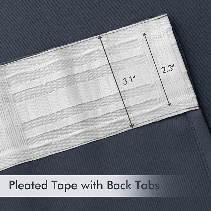 MIULEE Stone Blue Back Tab Blackout Curtains 120 Inch Long 2 Panels Set for Bedroom, Rod Pocket/Pinch Pleated Extra Long Thermal Insulated Living Room Darkening Light Blocking 10FT Drapes