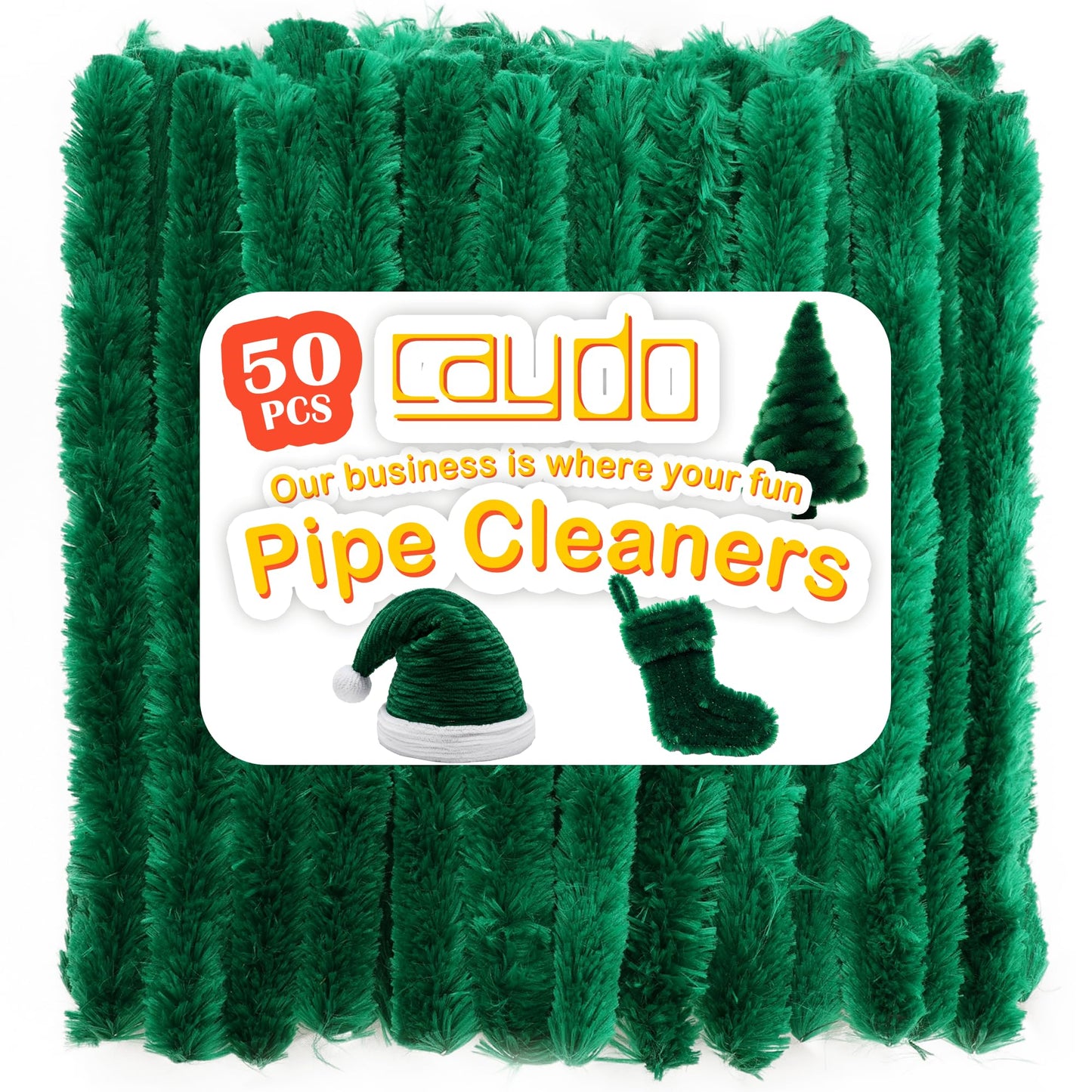 Caydo 50PCS Extra Thick Green Pipe Cleaners, Jumbo Chenille Stems for Kids Creative Craft DIY Projects (30 mm x 12 Inch)