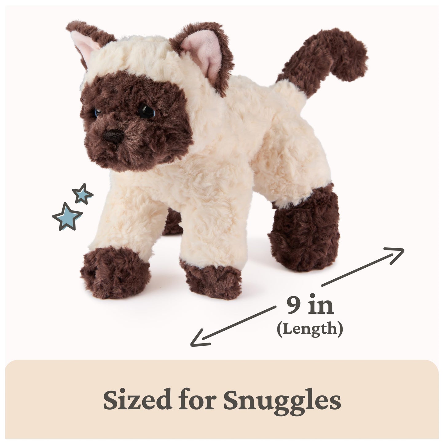 GUND Bootsie Siamese Kitten Plush Toy, Premium Cat Stuffed Animal for Ages 0 and Up, Cream/Brown, 9”