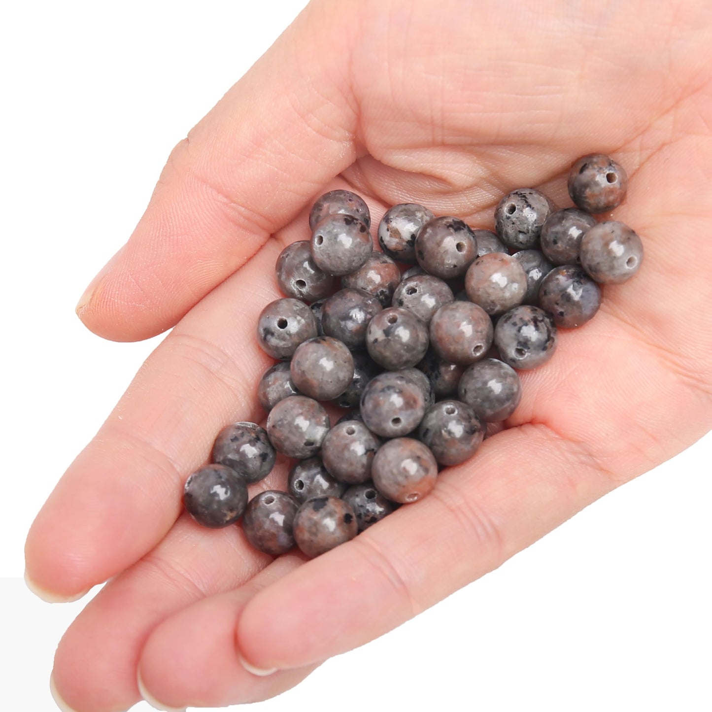 70PCS Natural 8MM Healing Gemstone, Yooperlite Stones Energy Stone Round Loose Beads, Semi-Precious Crystal Beads with Free Elastic String for Jewelry Making DIY