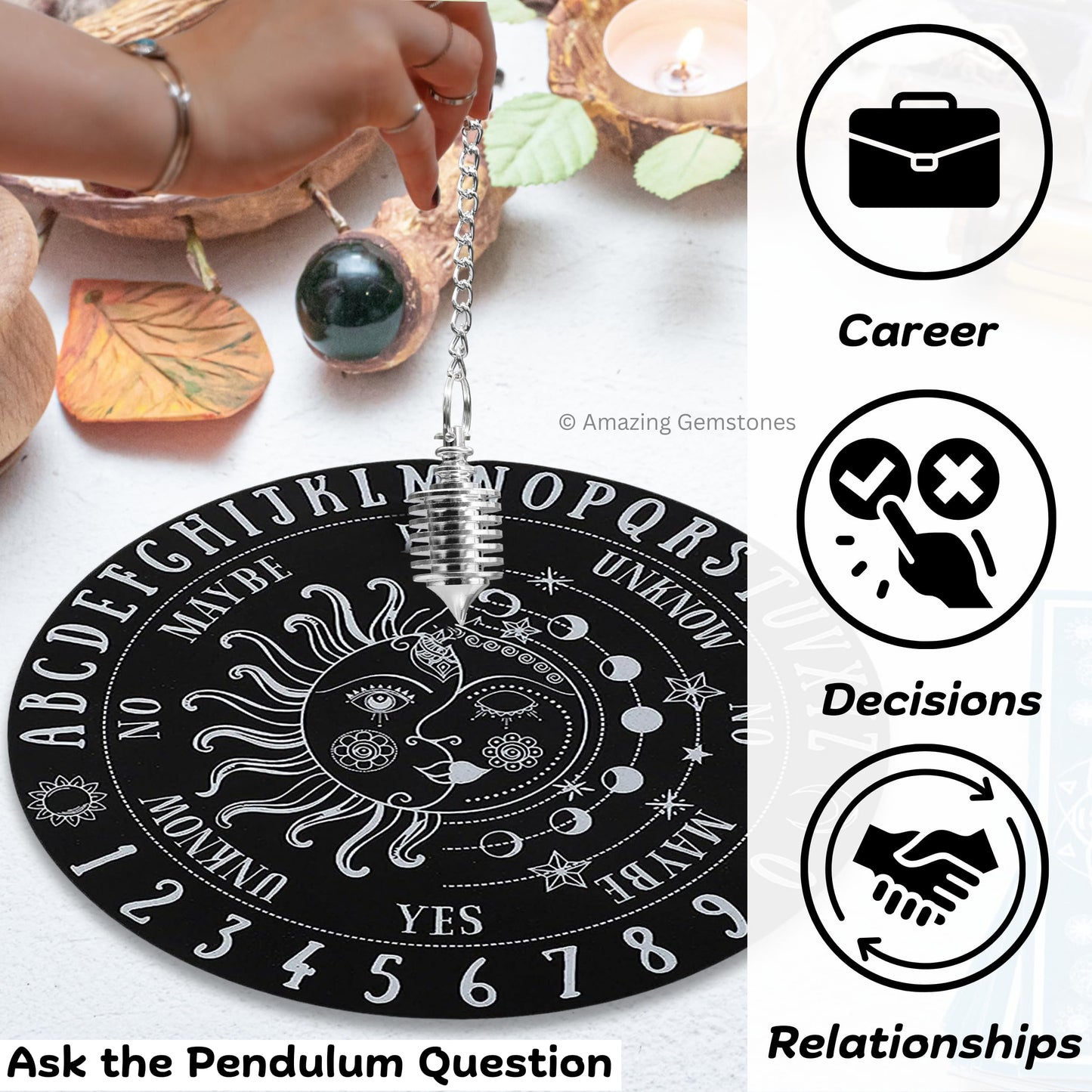 Amazing Gemstone Healing Metal Pendulums for Divination, Silver Hard Coil Vertical Steel Copper Pendulum High Energy Pendulo de Bronce Pendulos de Mesa MP98