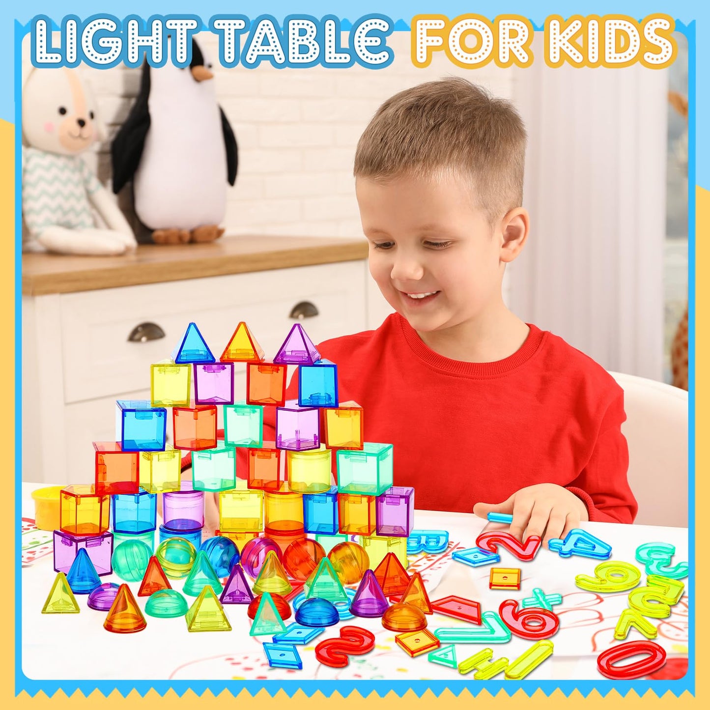 Blueweenly 268 Pcs Transparent Letters and Numbers Translucent Light Table Manipulatives Toys Light Table Accessories Colorful Plastic Alphabets Numbers for Kid Counting Spelling Learning Sensory Play