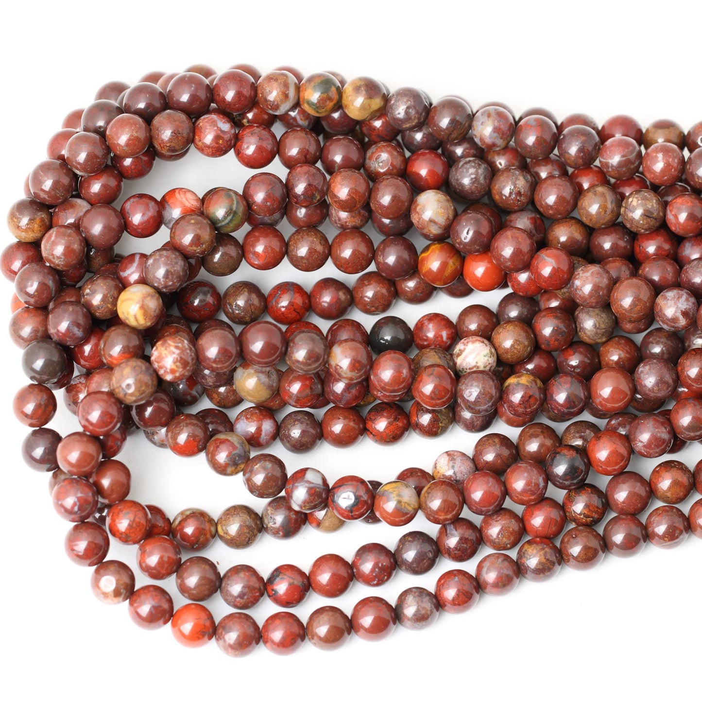 CHEAVIAN 45PCS 8mm Natural Red Brecciated Jasper Gemstone Round Loose Beads Stone Beads for Jewelry Making DIY 1 Strand 15"