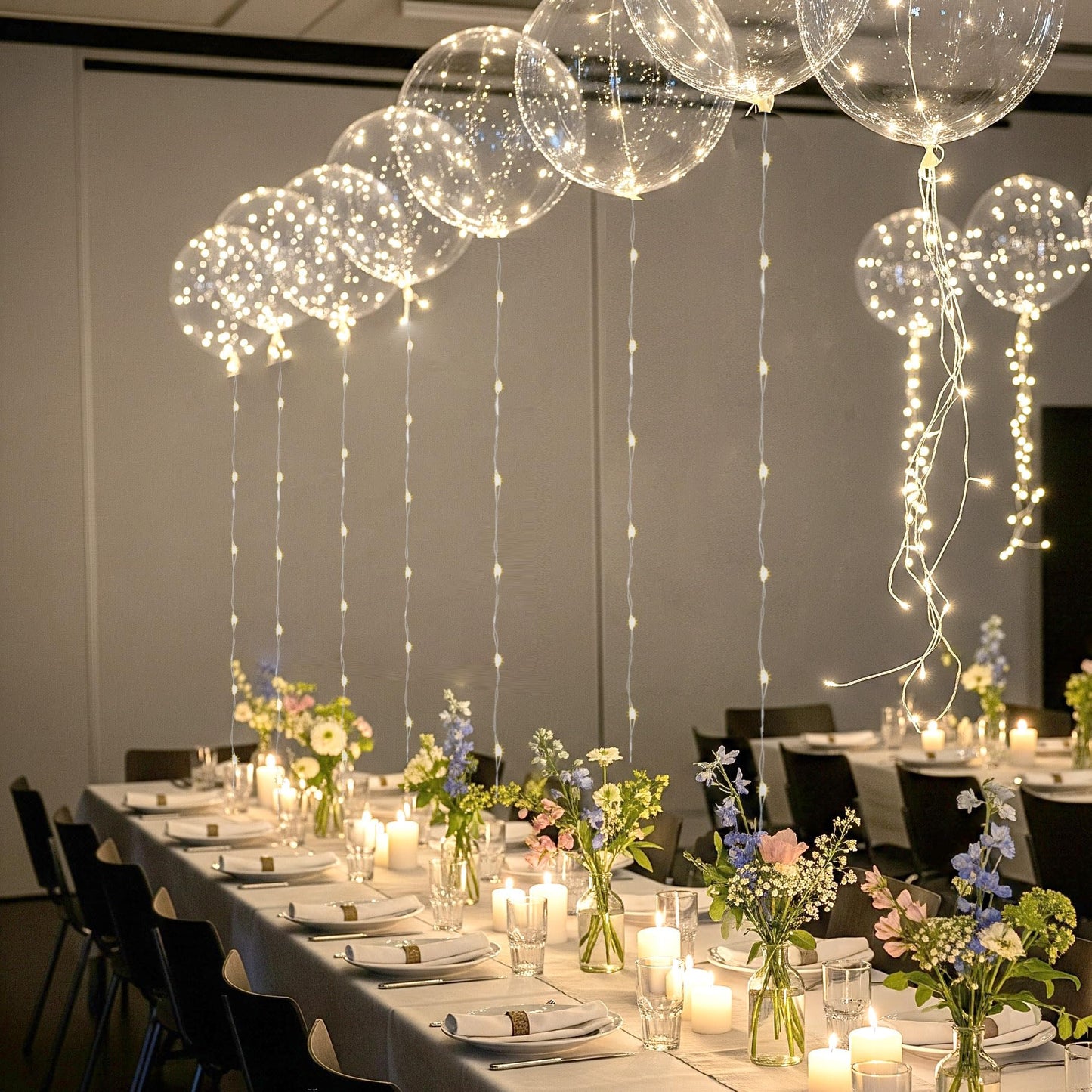 Lightsfever 8pc LED Light up Party Balloons with Batteries, Warm White Lights with Clear Bobo Balloons for Helium or Air, Home Decor Wedding Birthday
