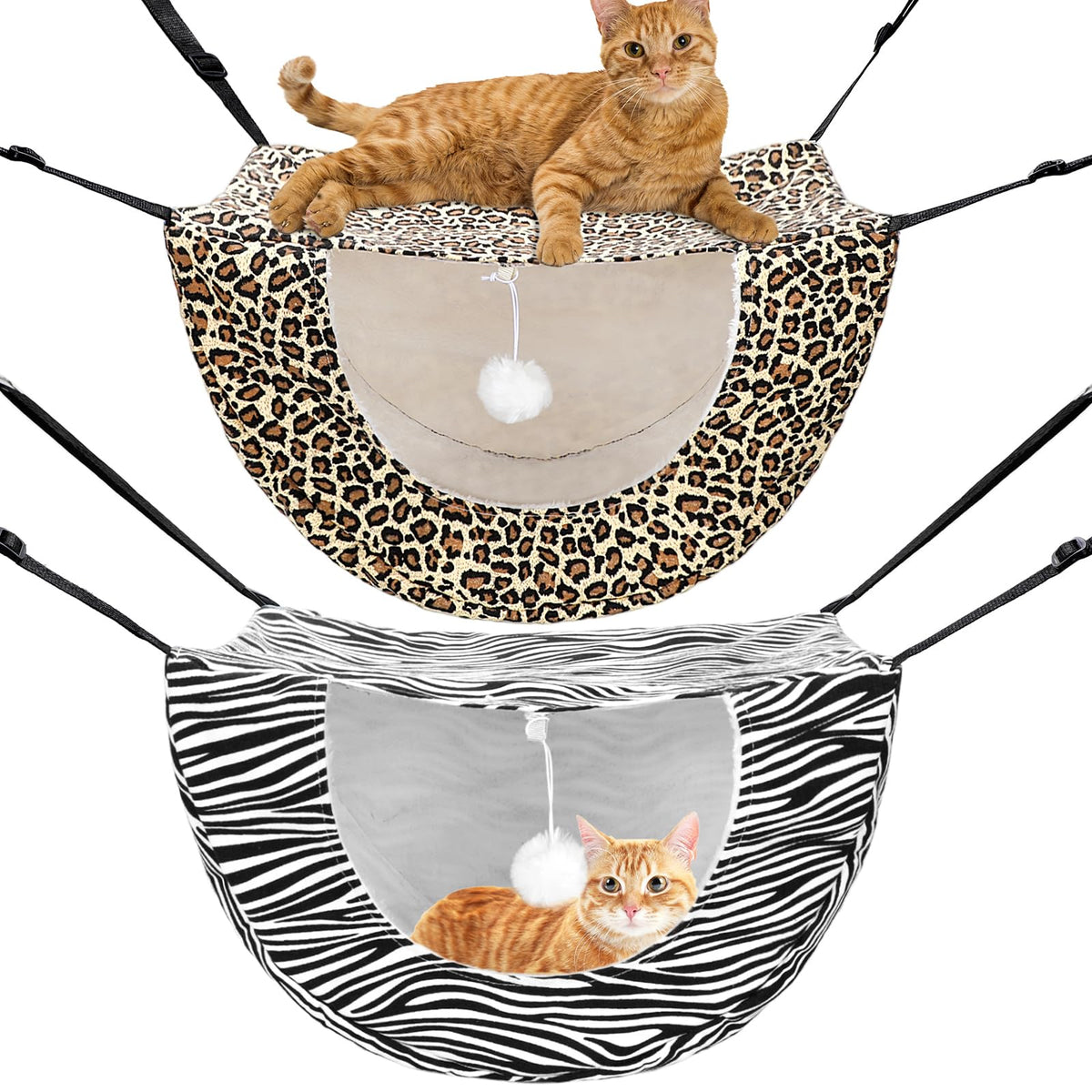 Unittype 2 Pieces Cat Cage Hammock Hanging Pet Bed, 2 Styles, Pineapple