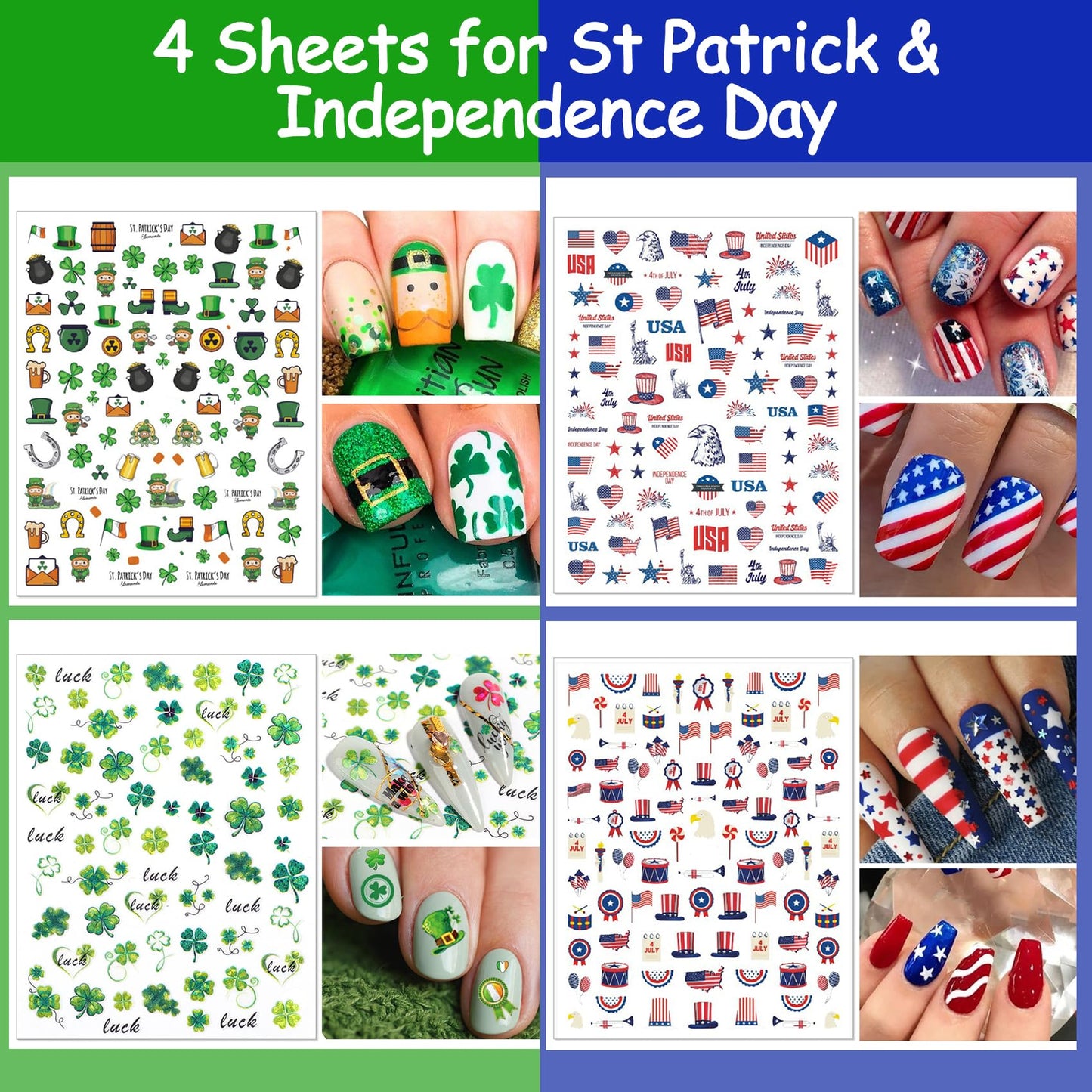 TailaiMei 20 Sheet All Holidays Nail Art Stickers, Mixed Seasons Variety Pack for Halloween Fall Christmas Valentine's Day Nail Decals, Self-Adhesive Design Year Round Assorted Nail Decorations