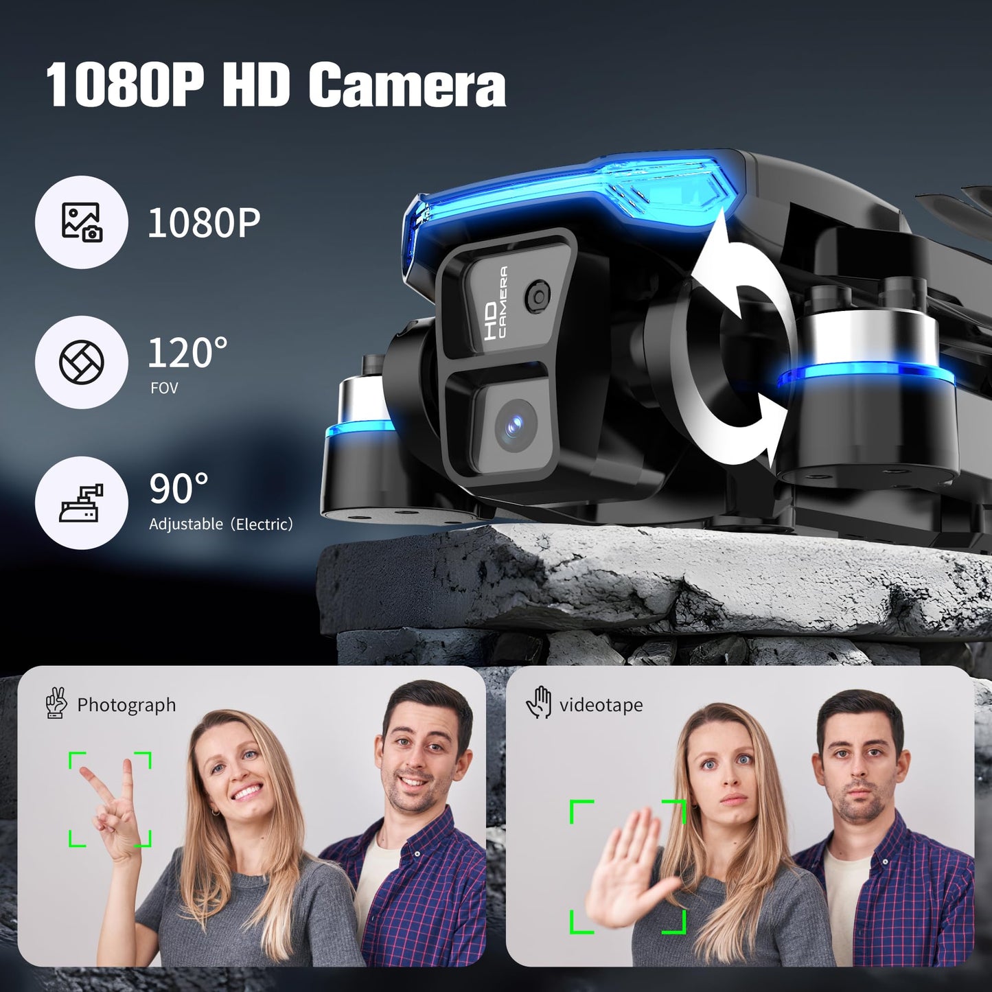 SKYMONSTER RC Drone,Drones 1080P HD Camera,3PC Batteries, FPV Foldable Drone With Brushless Motor,FPV Foldable RC Quadcopter, Real-Time Battery Display, Toys With Gift Box