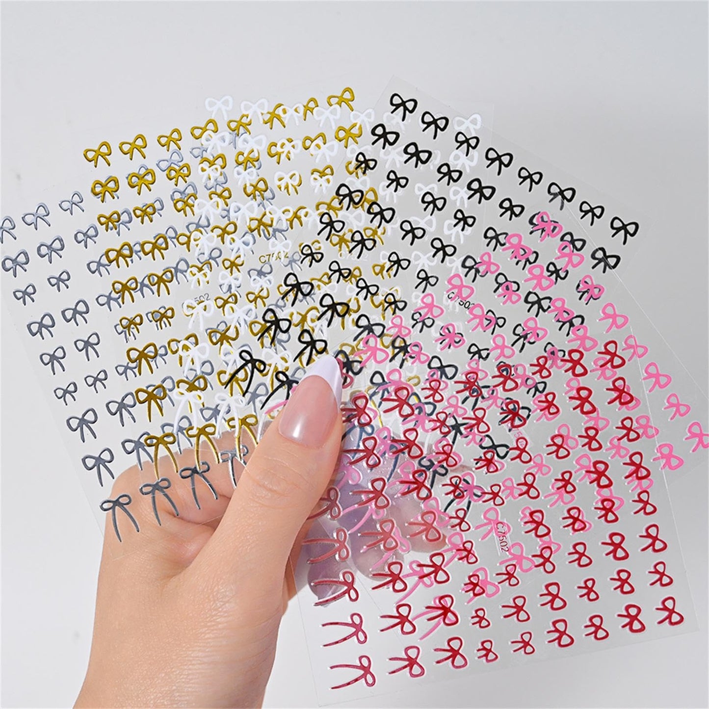 IDDFEVE Bow Nail Art Stickers - Colorful Big Bow Self-Adhesive Nail Decals for DIY Valentines Day Manicure (6 Sheets)