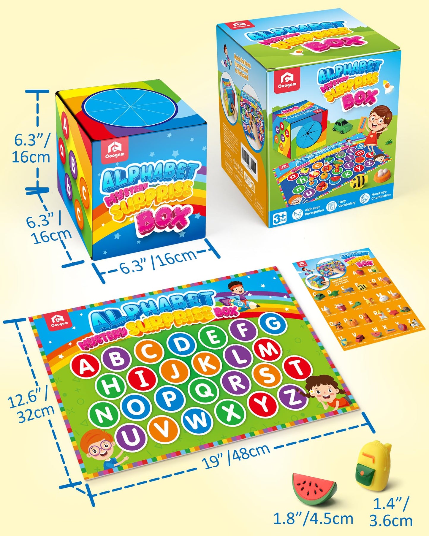 Coogam Mystery Surprise Box, Fine Motor Letter Matching and Sorting Game, 26pcs Alphabet Educational Montessori Learning Toy Gift for Preschool Kindergarten 3 4 5 Year Old