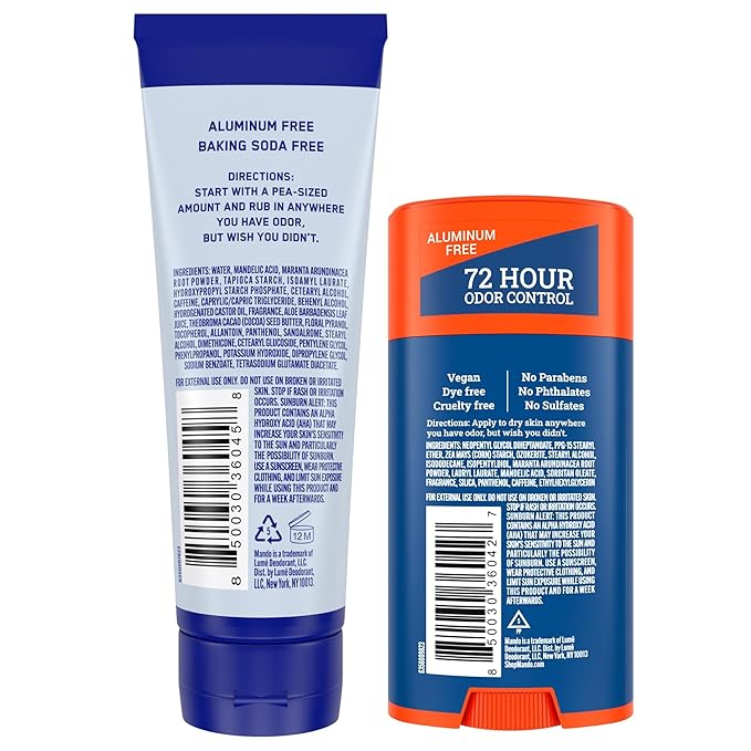 Mando Whole Body Deodorant - Invisible Cream and Solid Formulas - 72 Hour Odor Control - Aluminum & Baking Soda Free - Skin Safe - 3 oz Cream & 2.6 oz Solid Bundle - Pro Sport