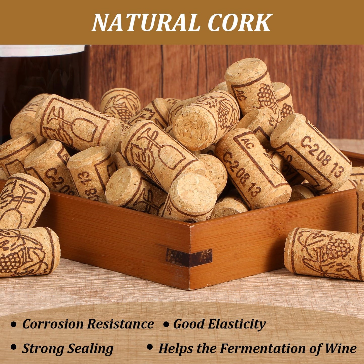 200 Pcs Straight Wine Corks, #8 Natural Corks For Crafts, 7/8" x 1 3/4" Soft Wood Cork Stoppers, Wine Bottle Stoppers Leakproof Bottle Cork For Making Art Projects