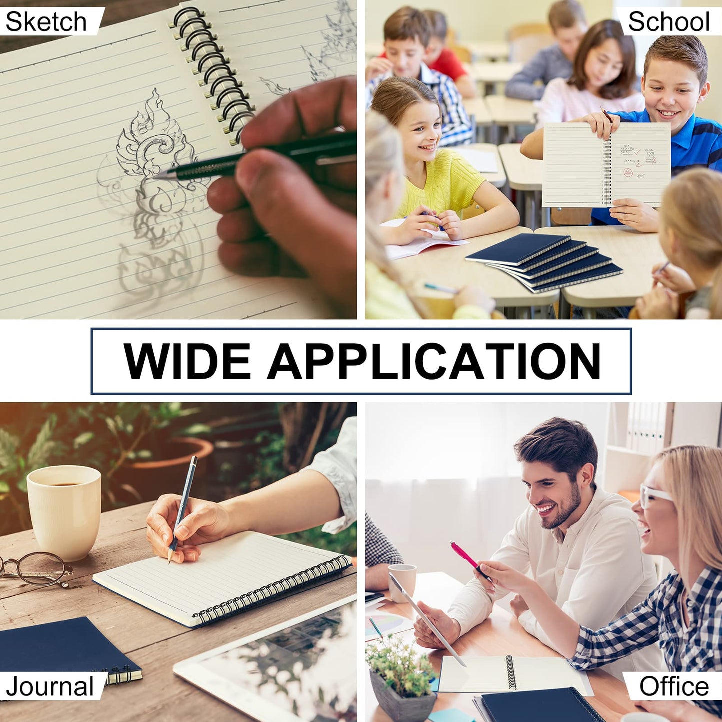 Yahenda 180 Pcs Spiral Notebook Bulk A5 Journal Lined 8.3'' x 5.5'' Writing Composition Paper Small Notepad Subject Notebook for Students Office Business Back to School Supplies (Deep Blue)