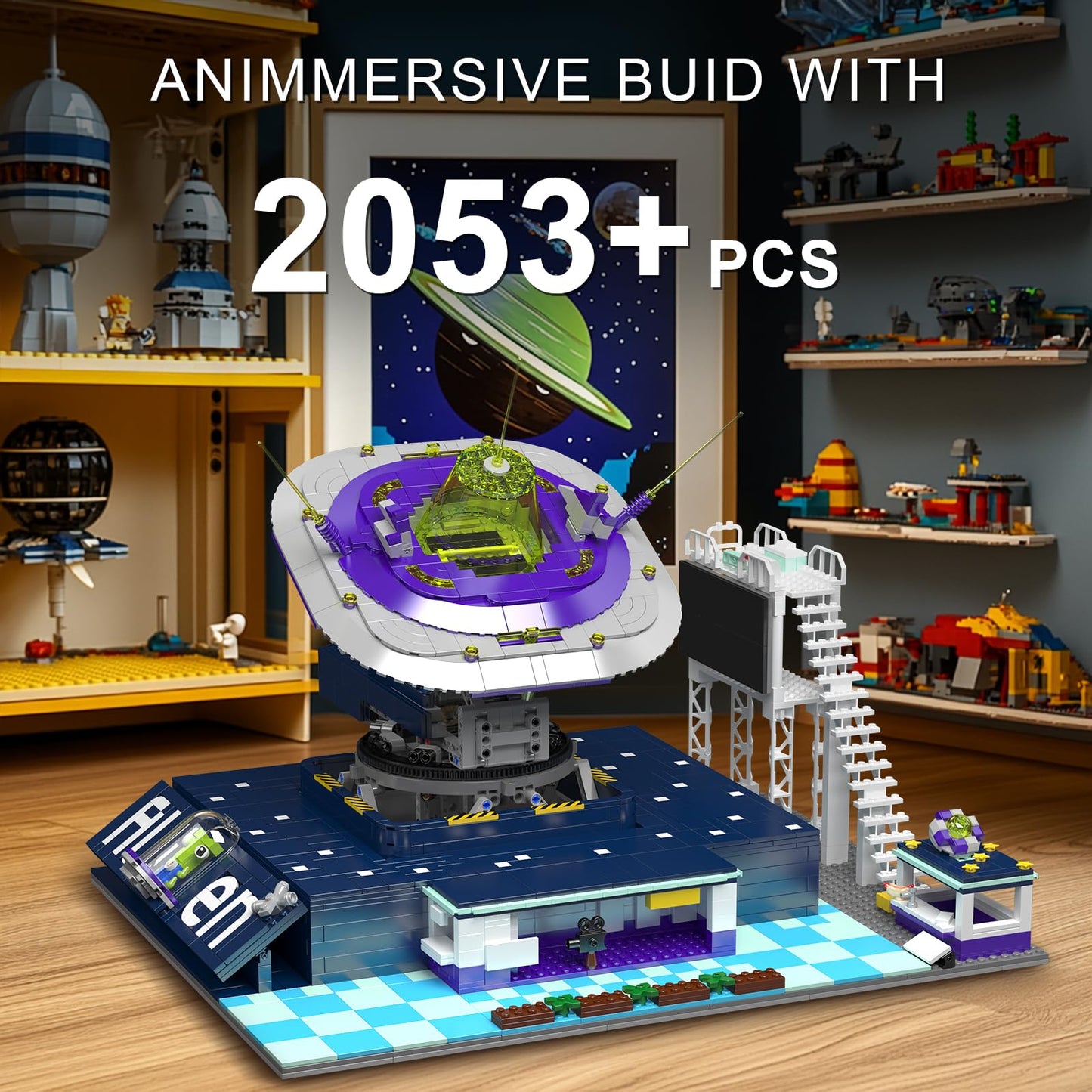 Mould King Spaceship Building Sets, Flying Object Model Kit, Collectible Home Decoration Building Set, Creative Play Space Toy Gift for Teens Adults(2053 PCS)